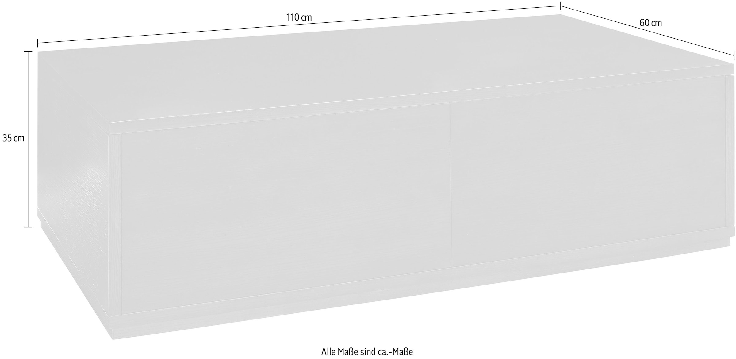 LeGer Home by Lena Gercke Couchtisch »Lareen« 1 Stk. tlg. Eschenfurnier, glatt lackiert, 2 Schubladen, Breite 110 cm