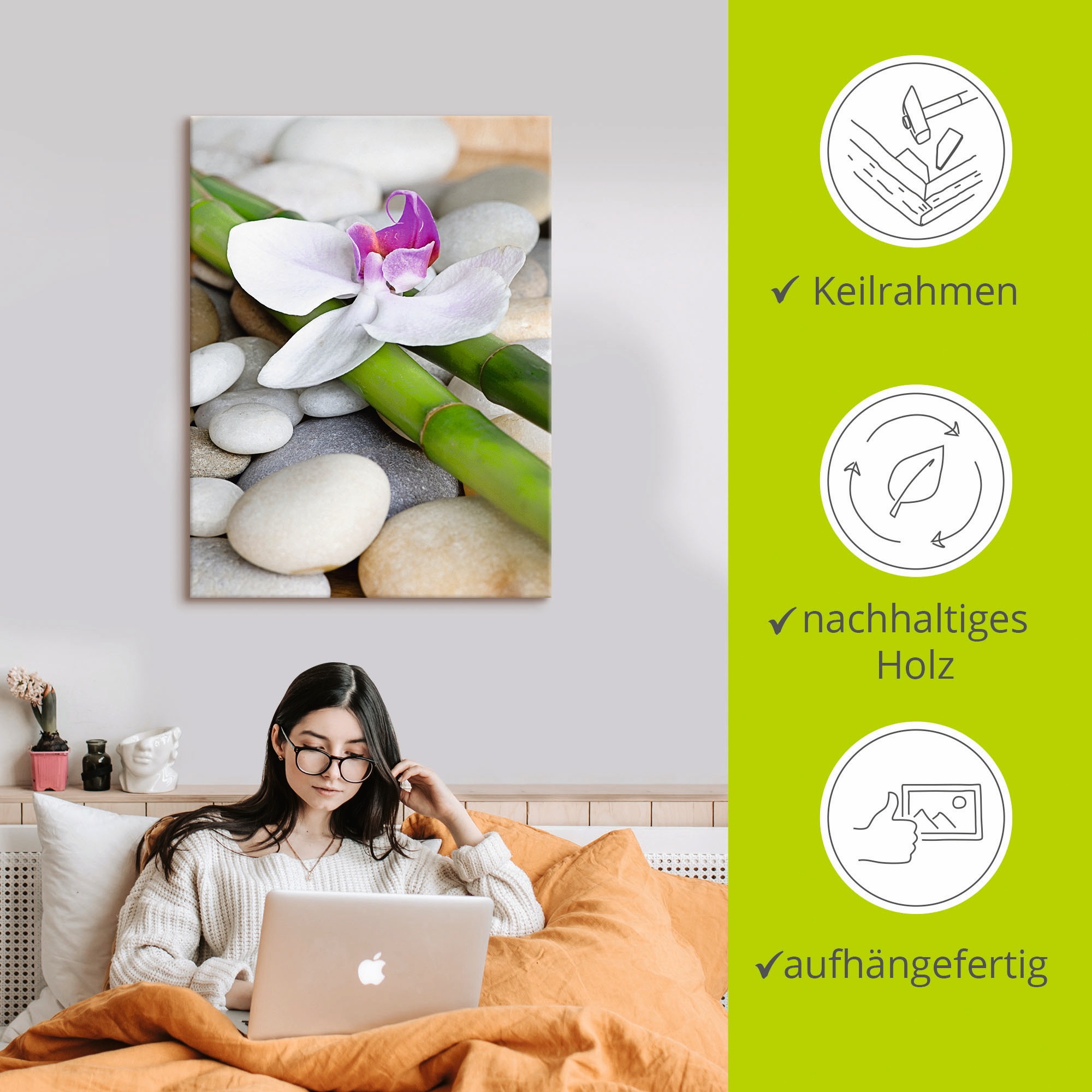 Artland Wandbild »Zen Orchidee«, Zen, (1 St.), als Alubild, Outdoorbild, Leinwandbild, Wandaufkleber, versch. Größen