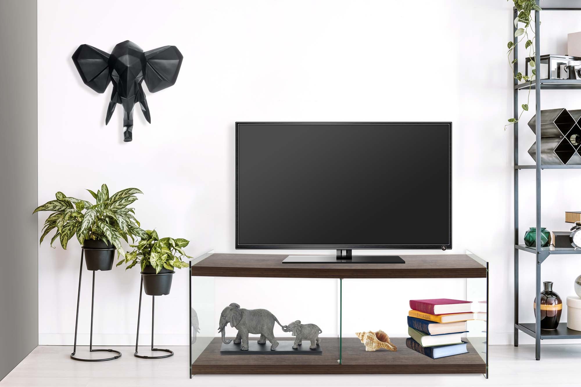 Kayoom TV-Schrank »TV-Tisch Elementary, eckige Form, viel Ablagefläche« 1 Stk. tlg. TV-Tisch, gehärtetes Glas, pflegeleicht