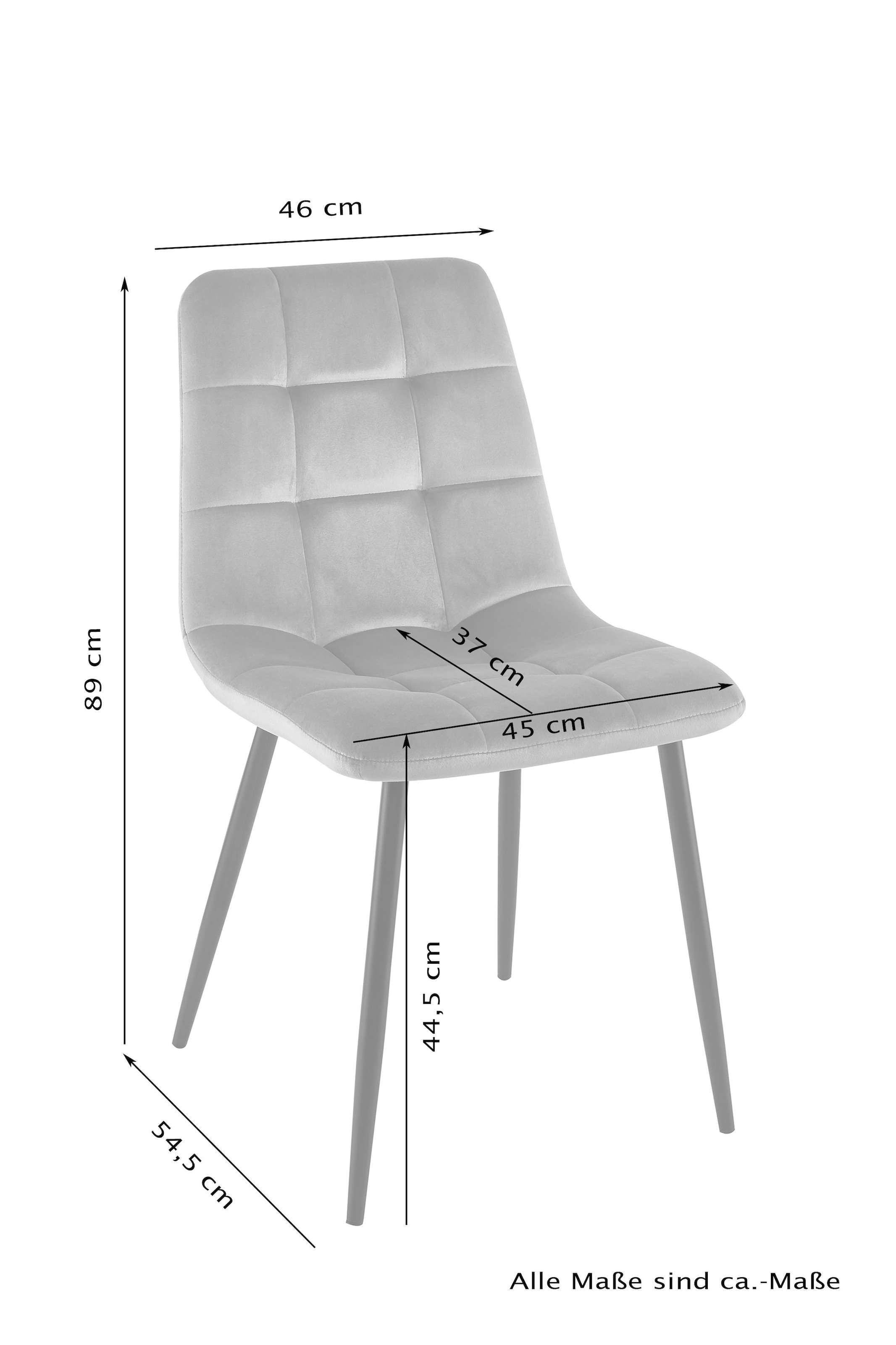 Homexperts Esszimmerstuhl »Kelly«, (Set), 2 St., Samtstoff, Bezug in Samtstoff, Küchenstuhl