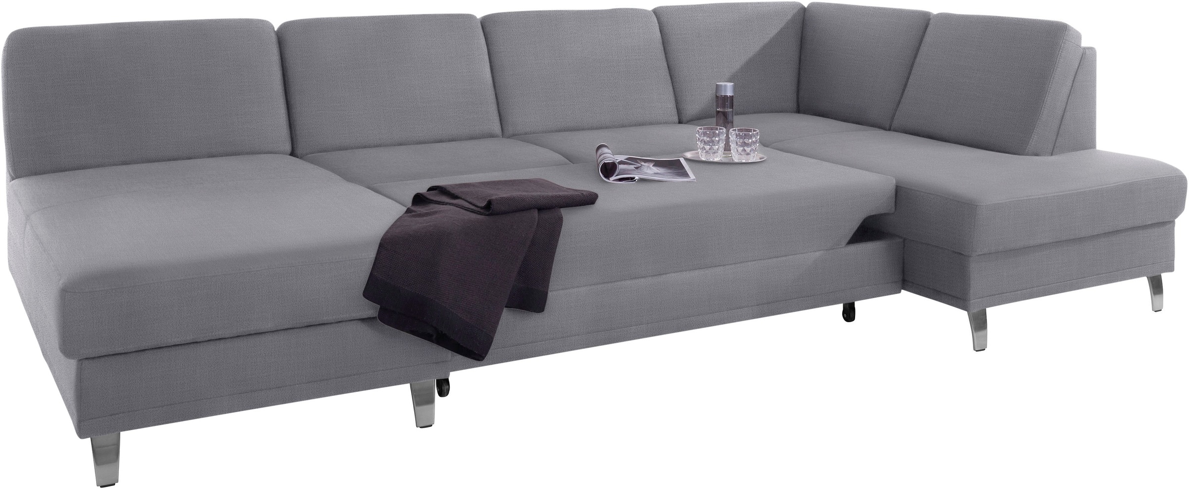 sit&more Wohnlandschaft »Clio U-Form«, wahlweise mit Bettfunktion und Bettkasten, inklusive Federkern