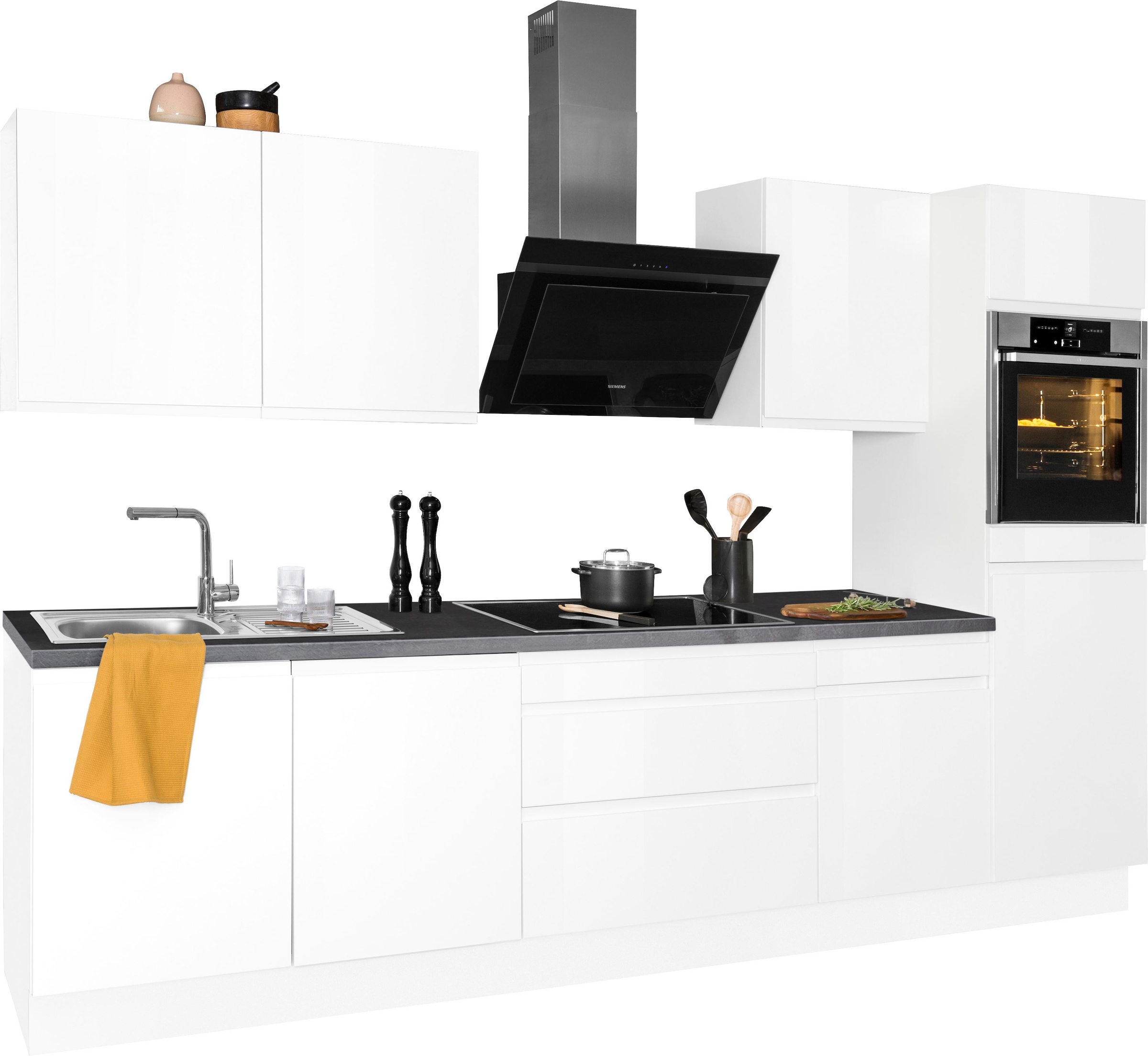 KOCHSTATION »KS-Avio« 38 mm starke Arbeitsplatte und Hochglanz-Fronten,  Breite 330 cm