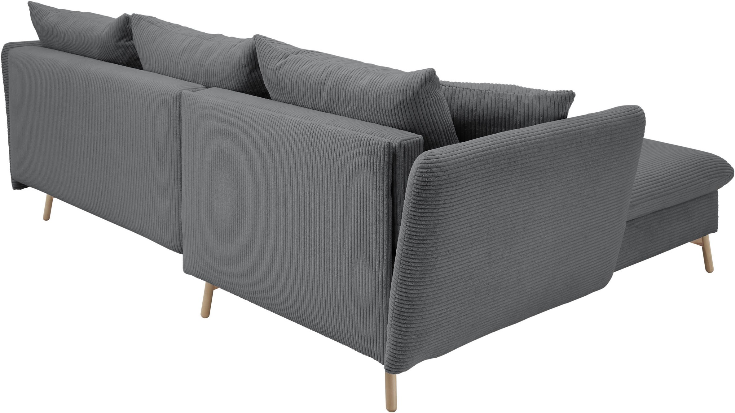 OTTO home Ecksofa »MERLE, 258 cm, L-Form, traumhafter Cord,« mit Bettfunktion und Bettkasten, Liegefläche 224 x 139