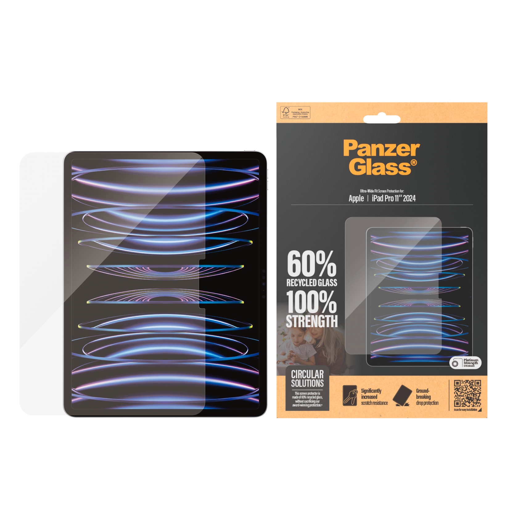 PanzerGlass Displayschutzglas »Ultra Wide Fit Screen Protector«, für Apple iPad Pro 11 2024, Displayschutzfolie, Schutzfolie, Bildschirmschutz, kratz- & stoßfest