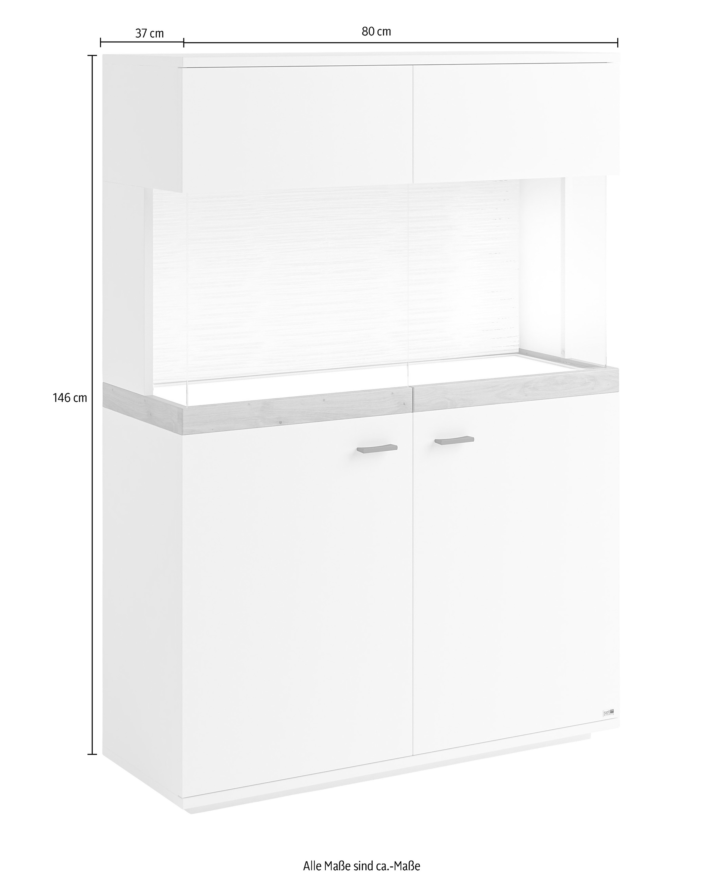 set one by Musterring Glasvitrine »Lancaster«, Farben weiß oder grau mit Eicheabsetzung, mit LED-Beleuchtung