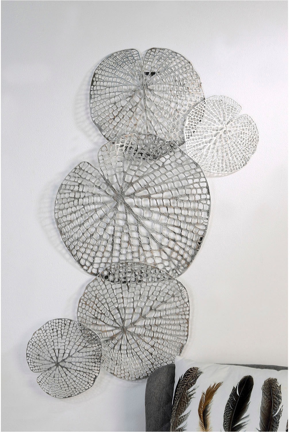 Casablanca by Gilde Wanddekoobjekt »Wandrelief Leafs silberfarben H. 94 cm«, (1 St.)