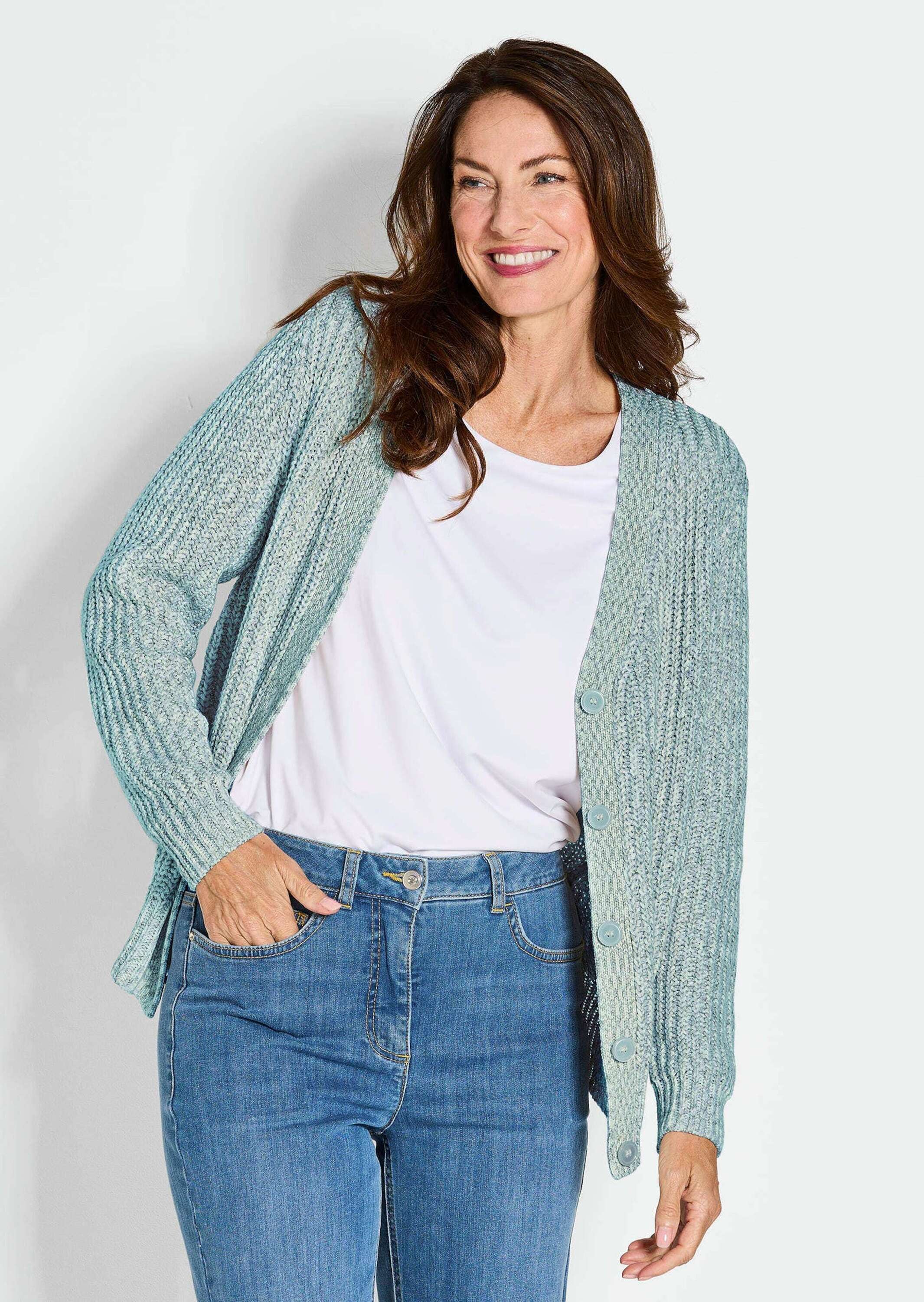 GOLDNER Strickjacke »Langarm Strickjacke mit V-Ausschnitt«