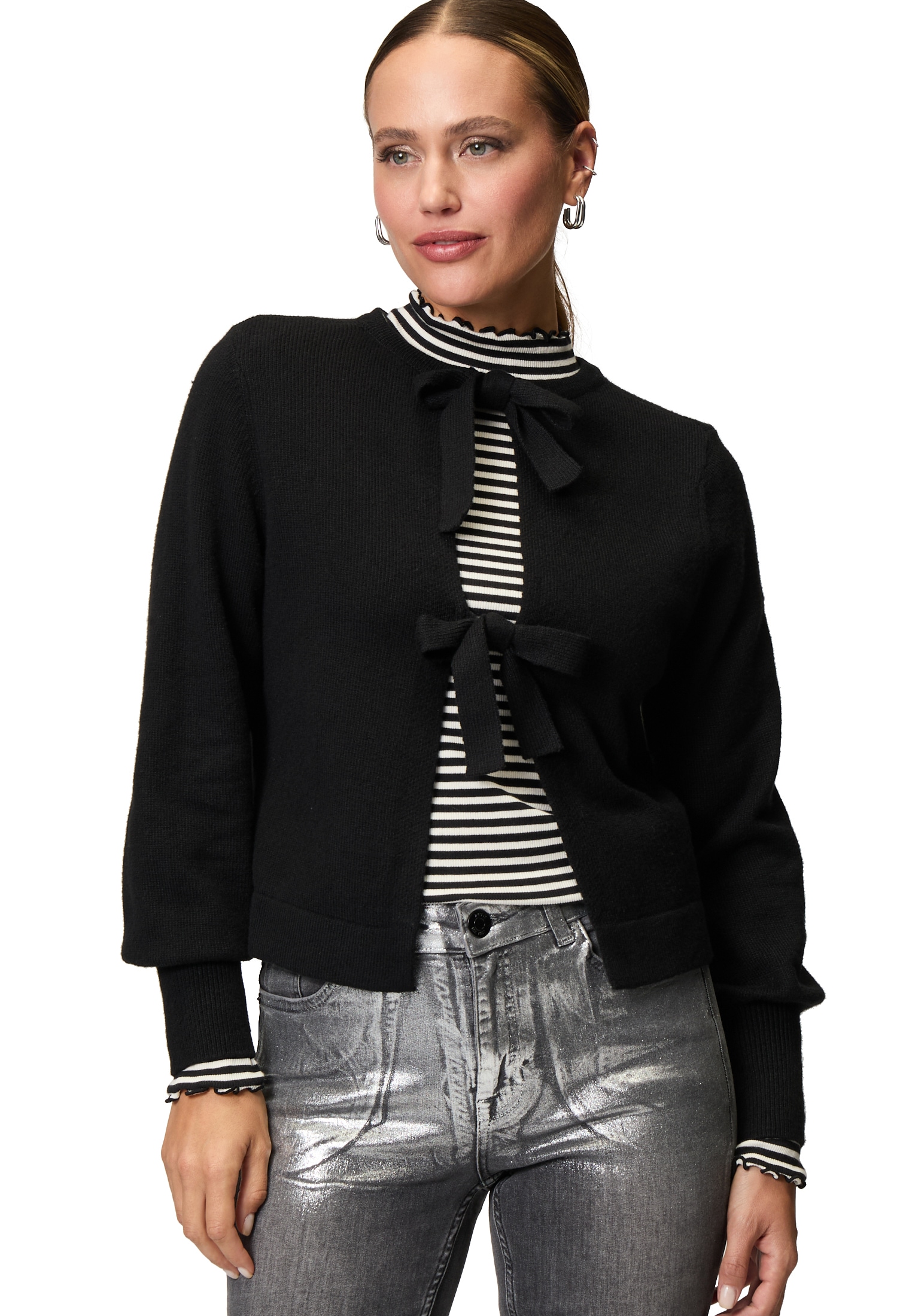 Zero Rundhalspullover »Pullover mit Schleifen«