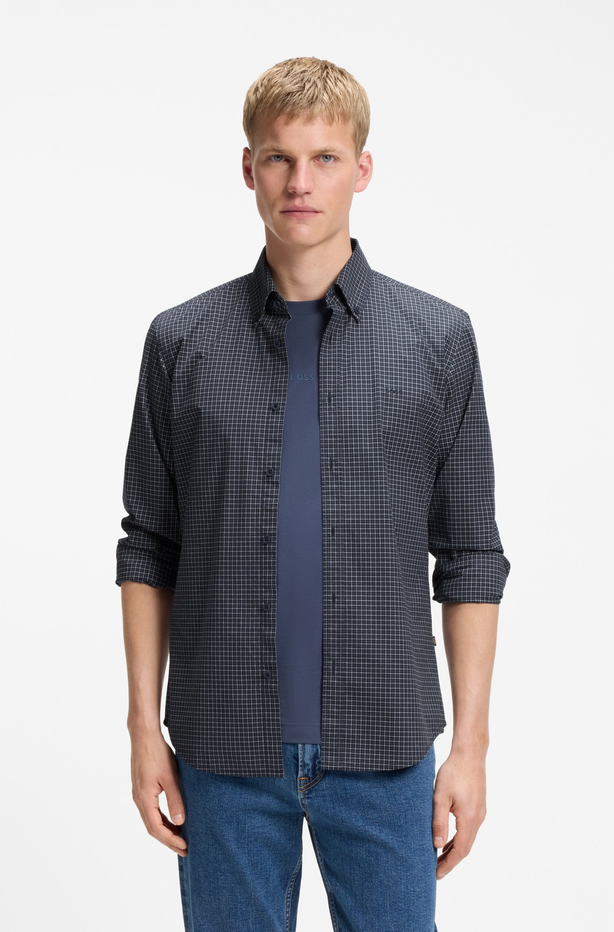 BOSS ORANGE Langarmhemd »Rickert M« Button-down-Kragen, Baumwoll-Stretch, Regular Fit
