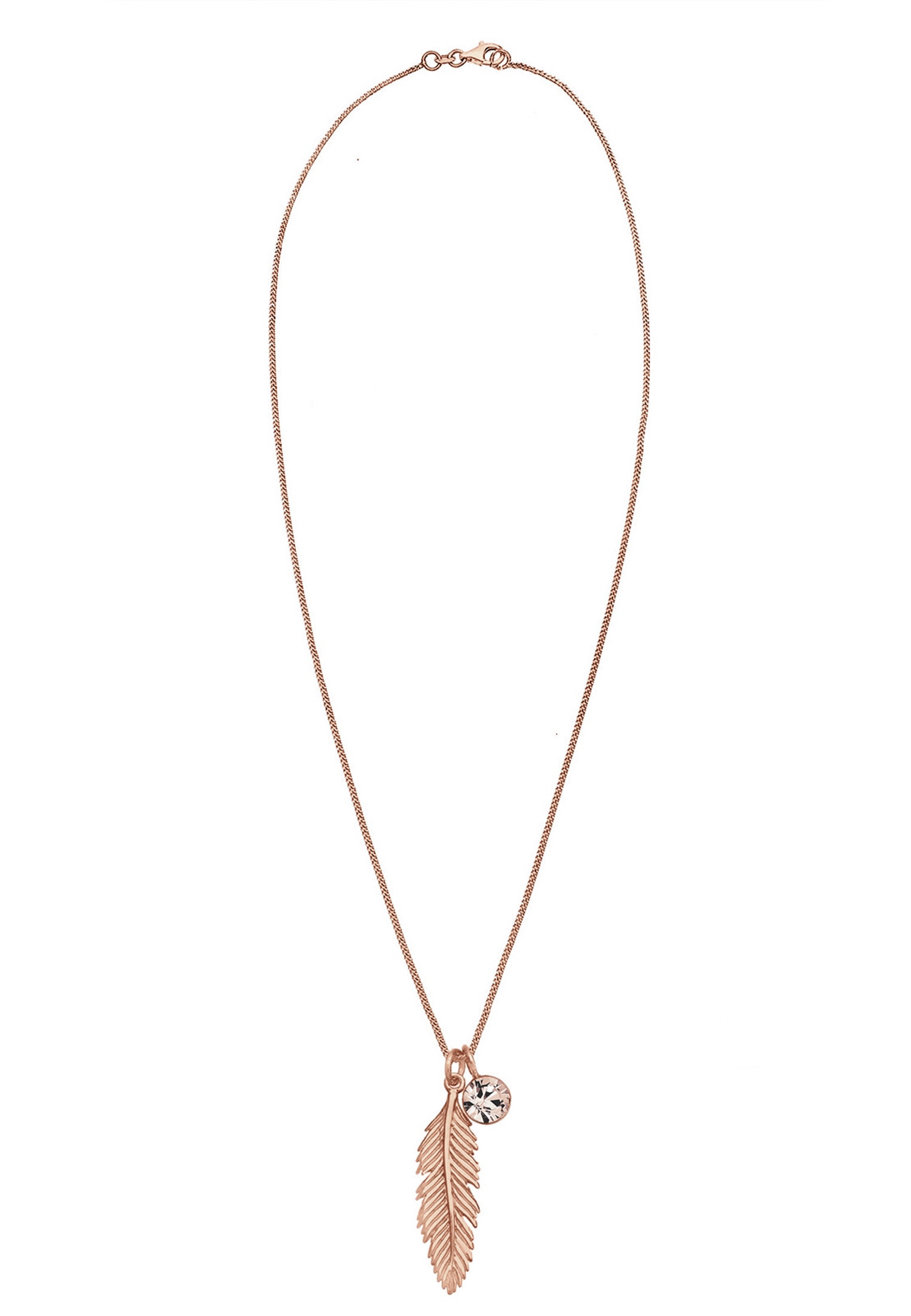 Elli Silberkette »Halskette Feder Boho 925 Silber, mit Kristallen von Swarovski®«