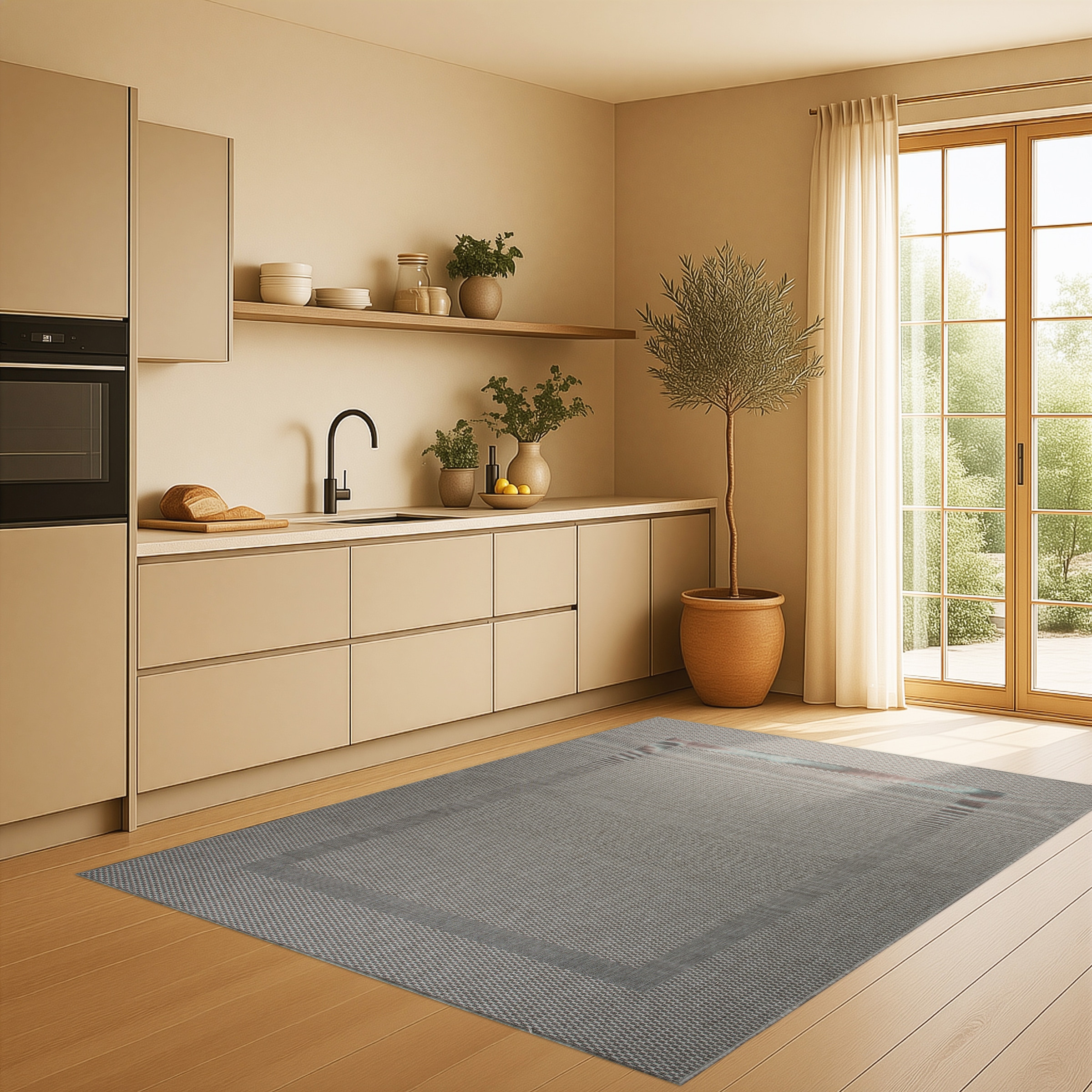 my home Teppich »Venedig Bordüre auch als Läufer erhältlich« rechteckig 3 mm Höhe In- und Outdoor geeignet, Sisal-Optik, Wetterfest & UV-beständig