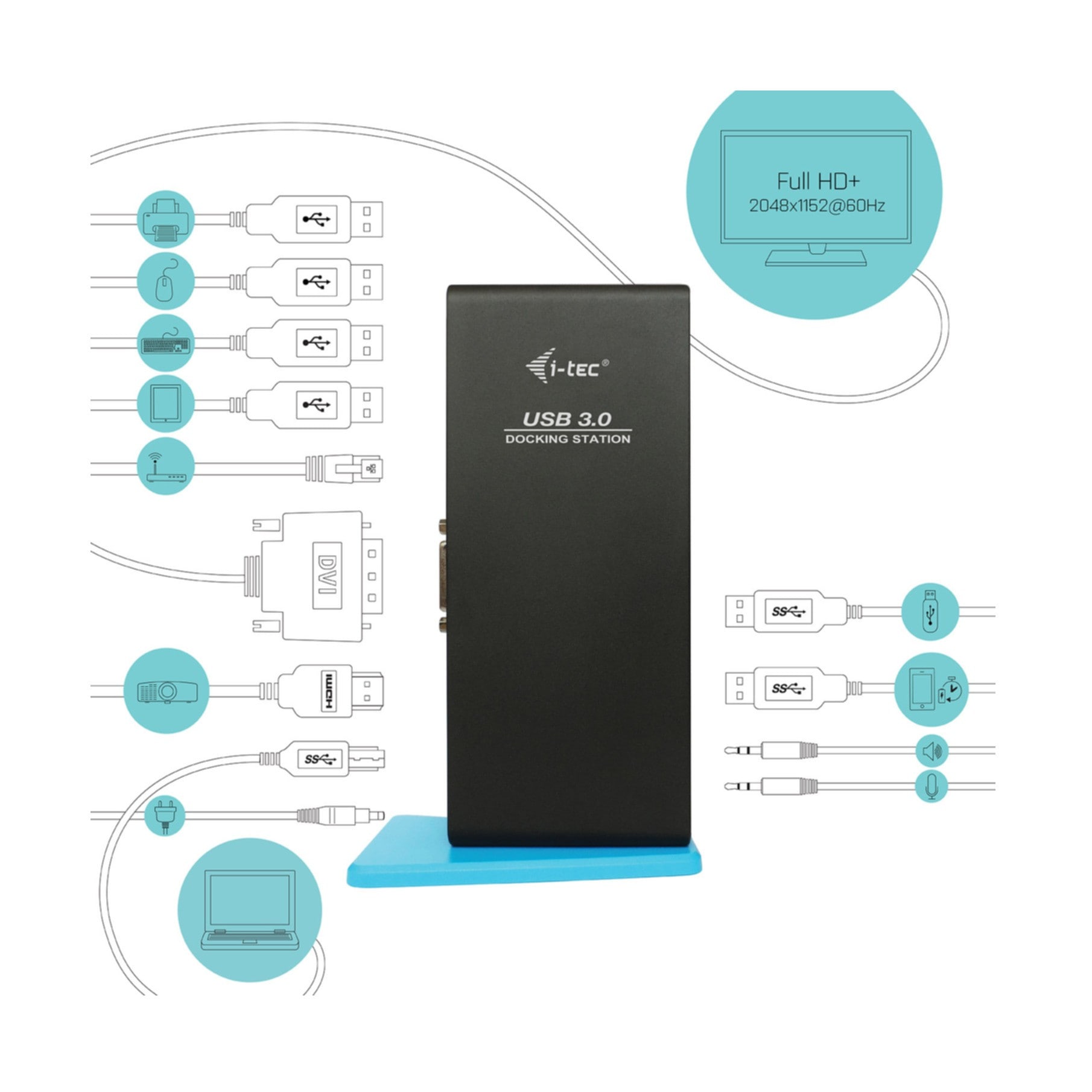 I-TEC Laptop-Dockingstation »USB 3.0 Dual Docking Station HDMI DVI«