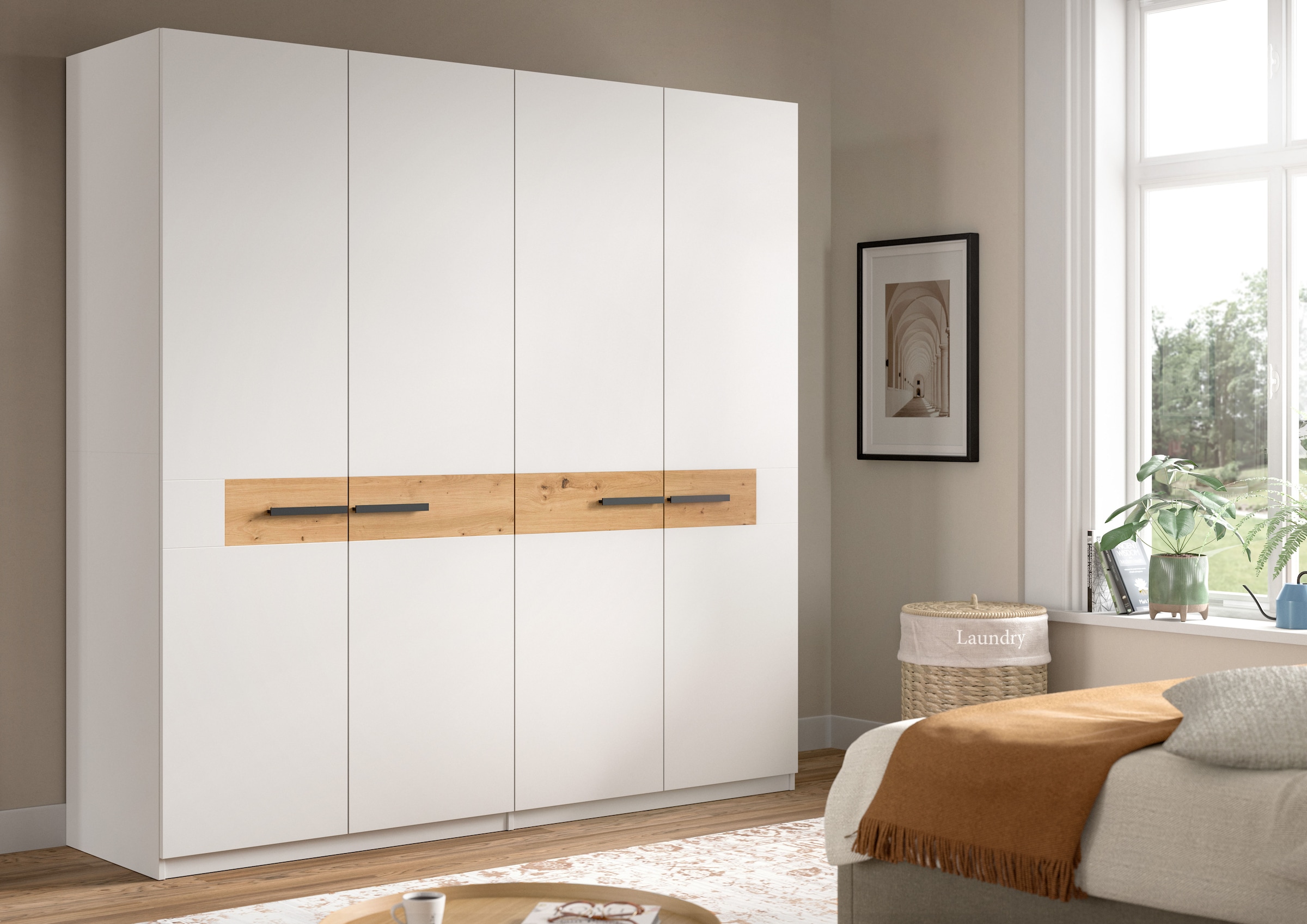 Home affaire Kleiderschrank »NIEL« BxH: 200x200 cm, 2 Kleiderstangen, 4 Einlegeböden, 1 Stk. tlg. Kleiderschrank, Schrank, Schlafzimmer, Jugendzimmer