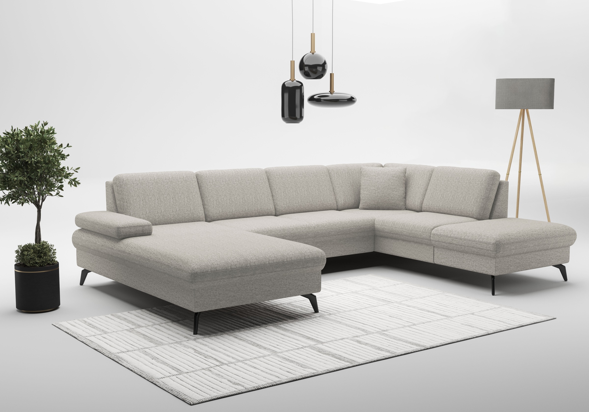 sit&more Wohnlandschaft »Morris Jubi U-Form«, inkl. Armteilfunktion und 1 Zierkissen, wahlweise mit Bettfunktion
