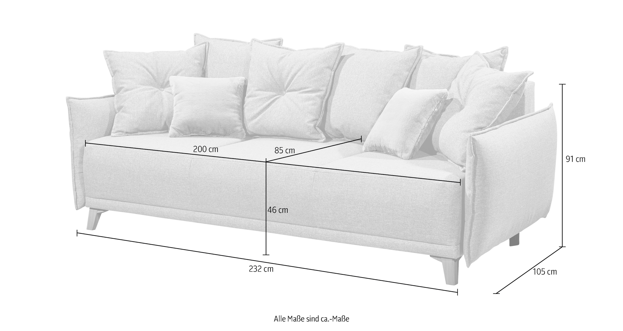 ED EXCITING DESIGN Schlafsofa »Pamplona«, mit Bettkasten & Zierkissen