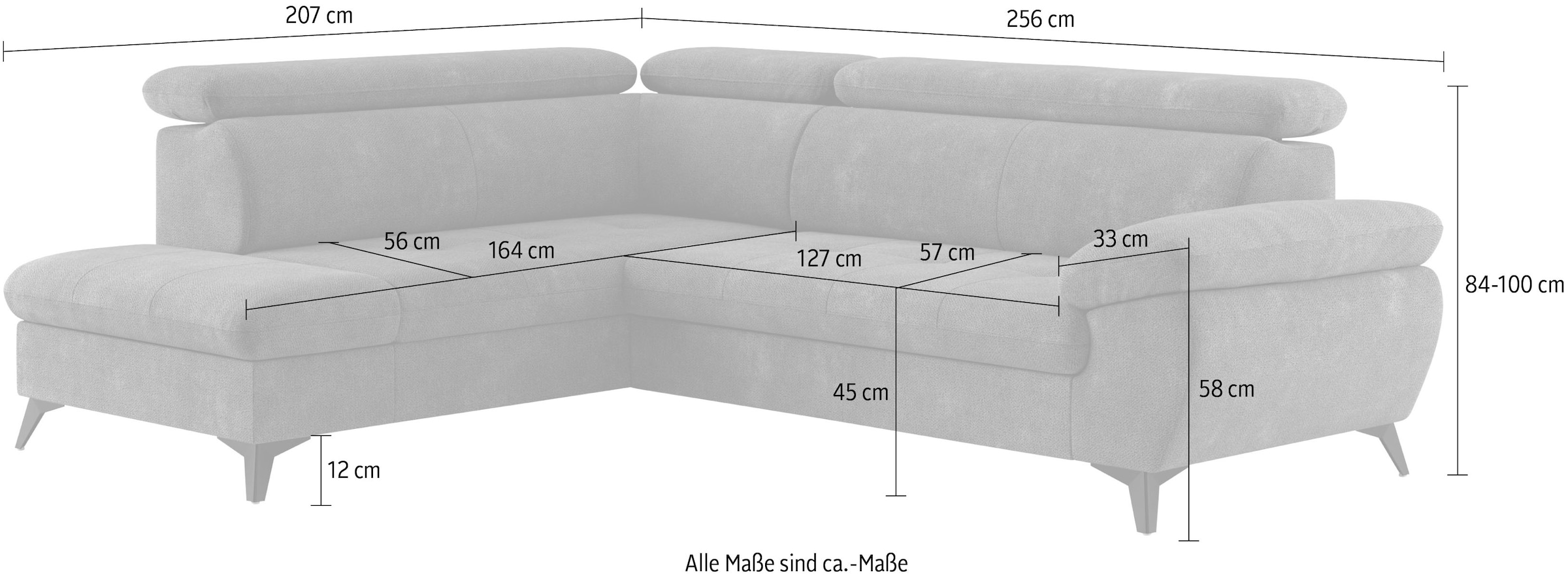 COTTA Ecksofa »Hudson L-Form«, mit Kopfteilverstellung, wahlweise mit Bettfunktion & Bettkasten
