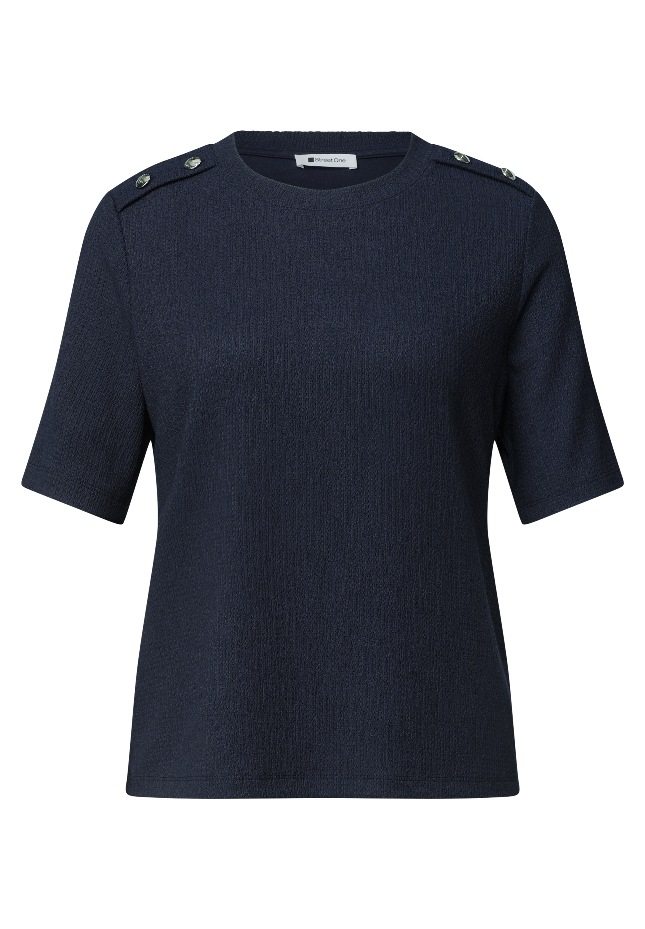 STREET ONE Kurzarmshirt Kurzarm Sommershirt mit Knopfdetails