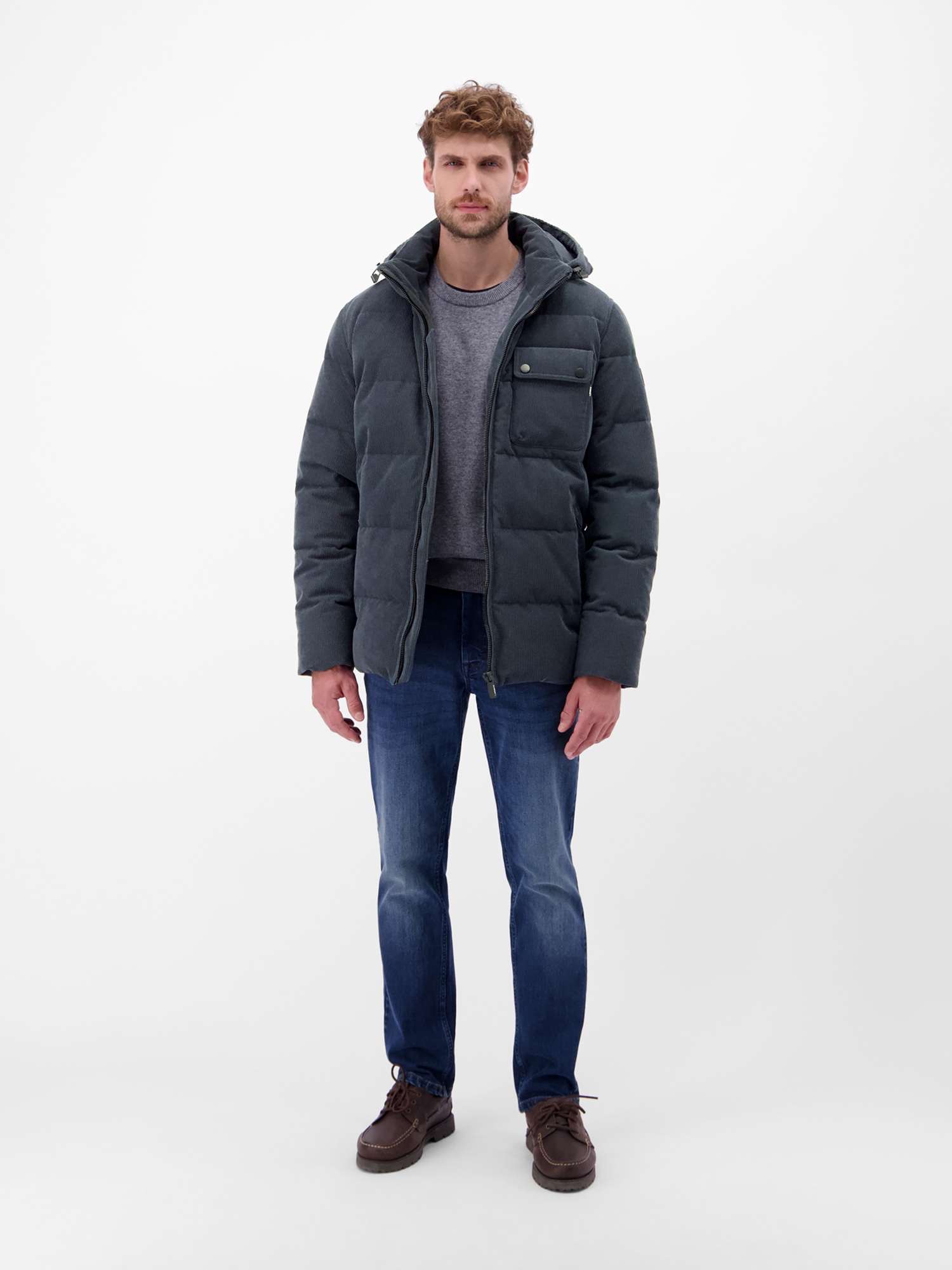 LERROS Steppjacke »LERROS Herren Steppjacke in funktionaler Cord-Optik«, mit Kapuze, Wasser- und windabweisend, atmungsaktiv