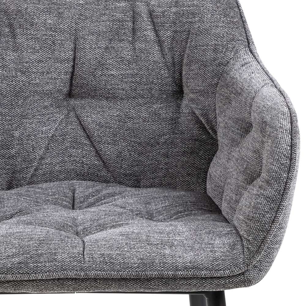 ACTONA GROUP Esszimmerstuhl, Luxus-Microfaser, Essstuhl Anthrazit, Beine mattschwarzem Stahl und Tuftings, 2er Set