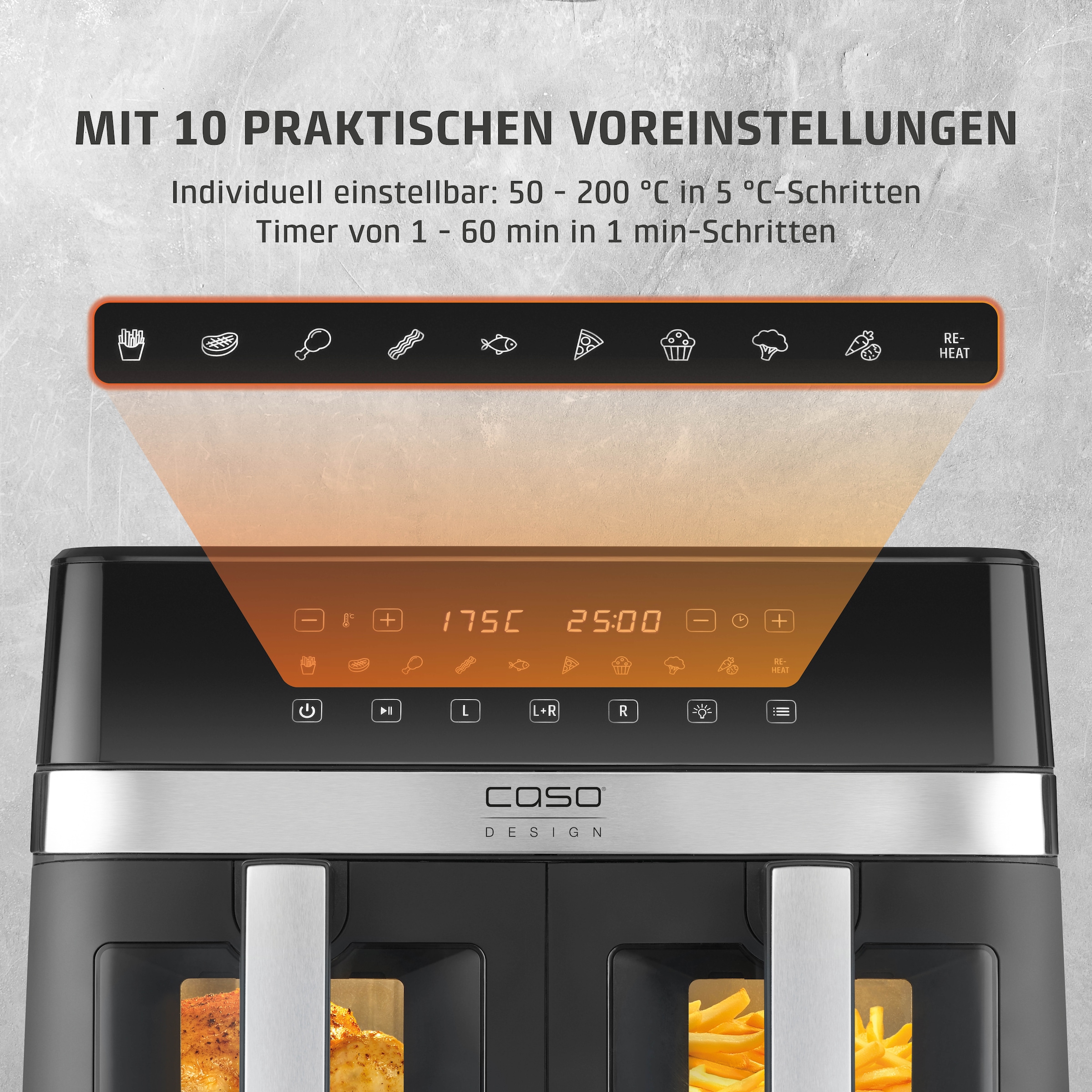 Caso Heißluftfritteuse »3186  Design AirFry DuoChef« 2200 W Fassungsvermögen 0 l