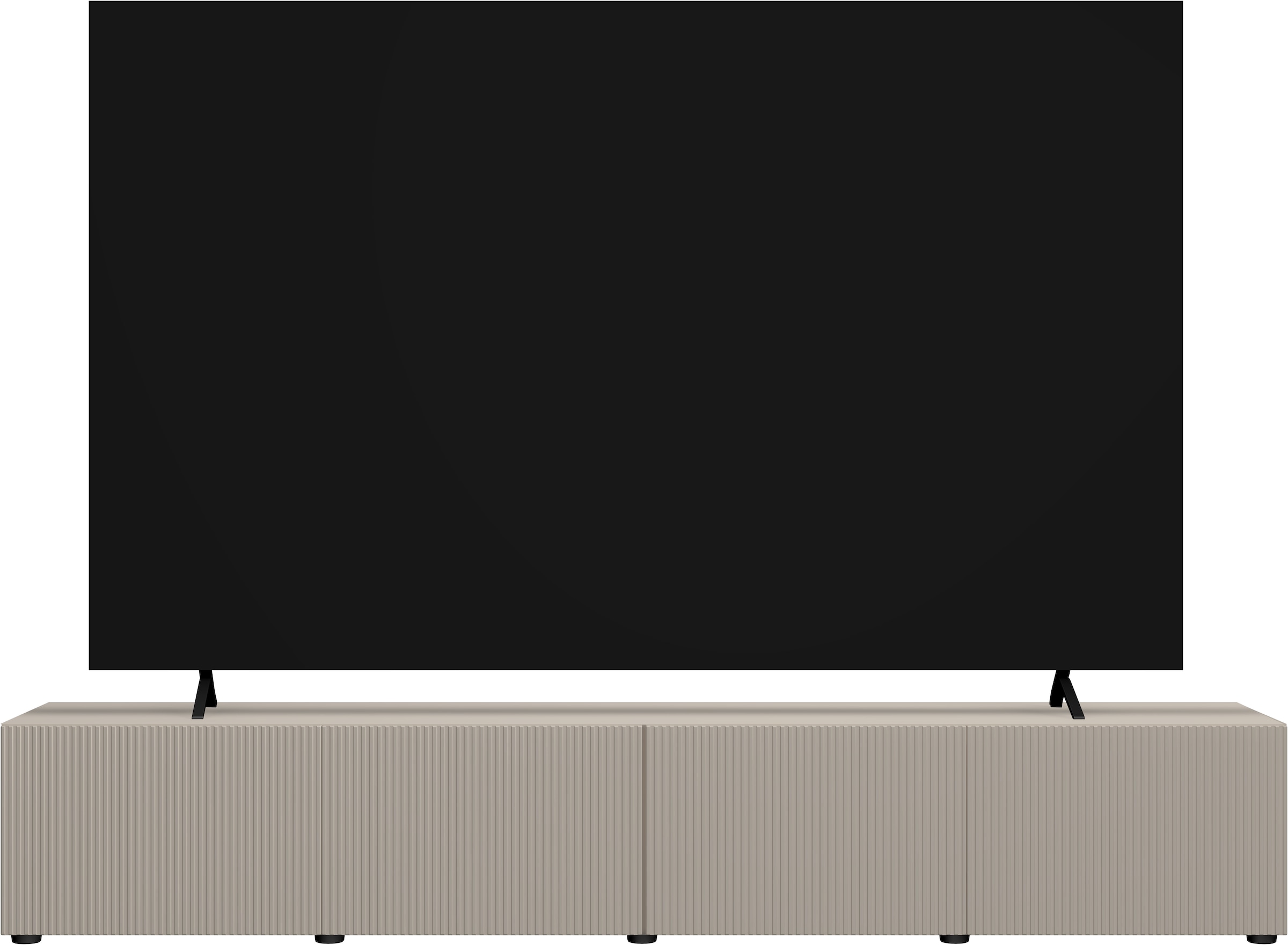 OTTO home Lowboard »Rio, 245 cm breit, 47 cm tief, 4 Türen mit geriffelten MDF Fronten« Modernes Lowboard für bis zu 98-Zoll-TV – perfekt für die WM