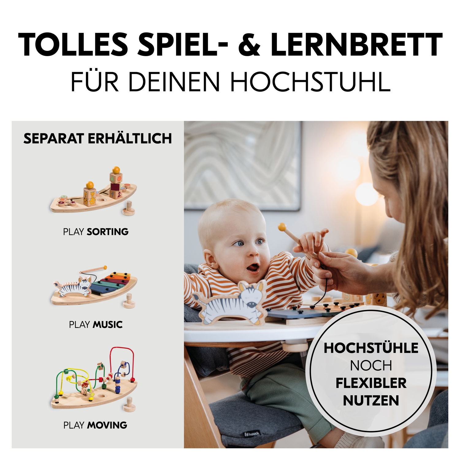 Hauck Hochstuhltablett »Alpha Play Tray, White« aus recyceltem Material