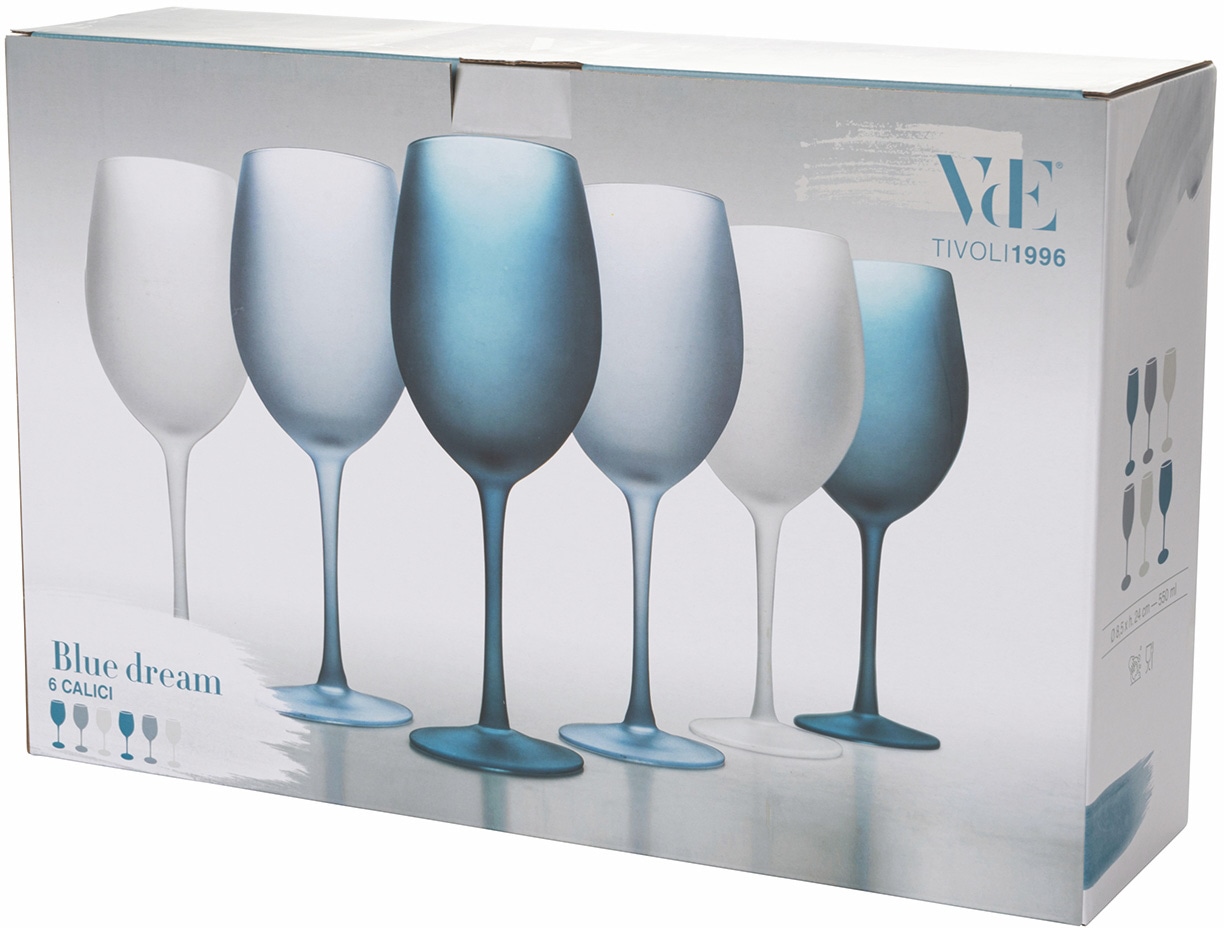 Villa d\'Este Weinglas »Blue Dream«, (Set, 6 tlg.), Gläser-Set, 6-teilig,  Inhalt 550 ml mit 3 Jahren XXL Garantie