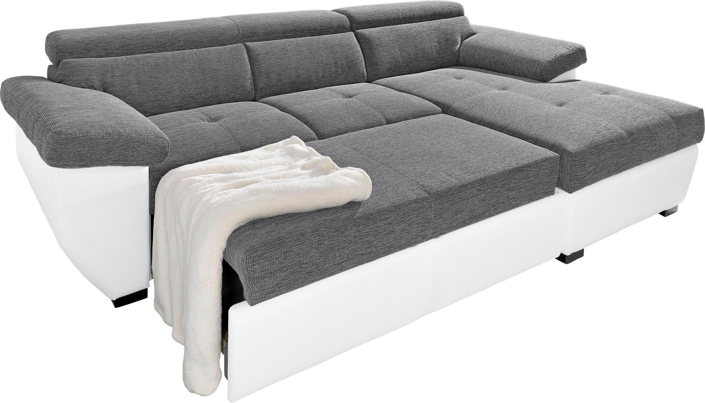 COTTA Polstergarnitur »Speedway L-Form«, (Set), Set bestehend aus: Ecksofa mit Kopfteilverstellung & Hocker