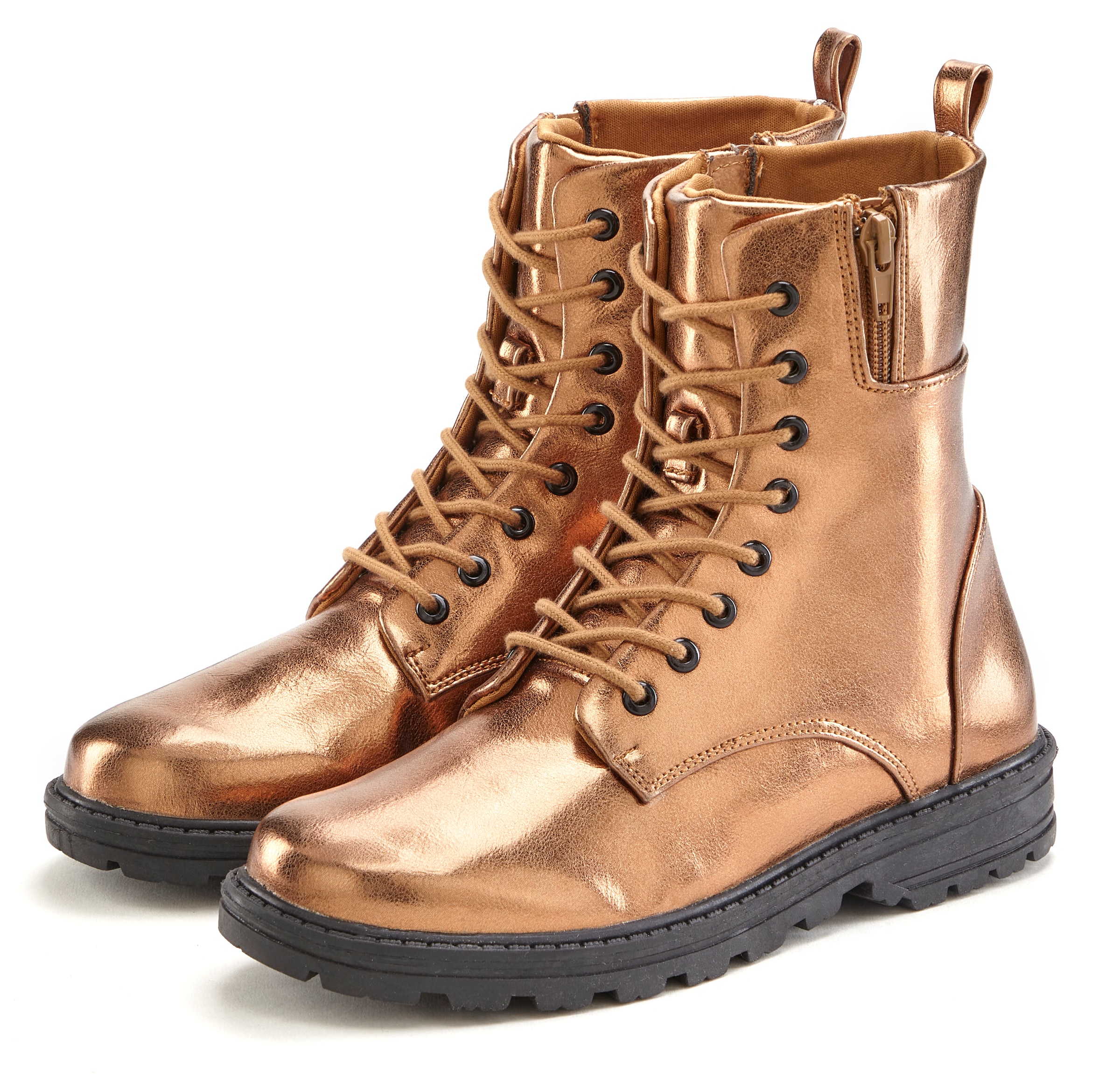 LASCANA Stiefelette, im angesagten Metallic-Look, Stiefel, Boots VEGAN