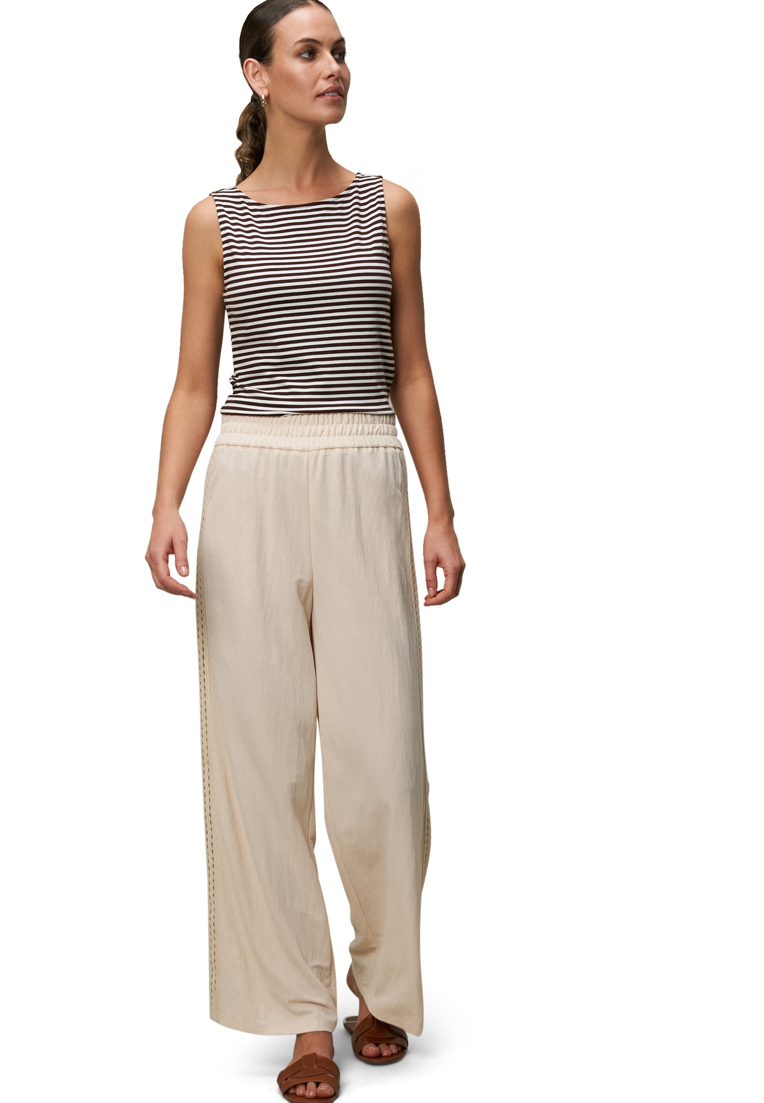 Zero Stoffhose »Hose weites Bein Ajourbordüre 28 Inch«