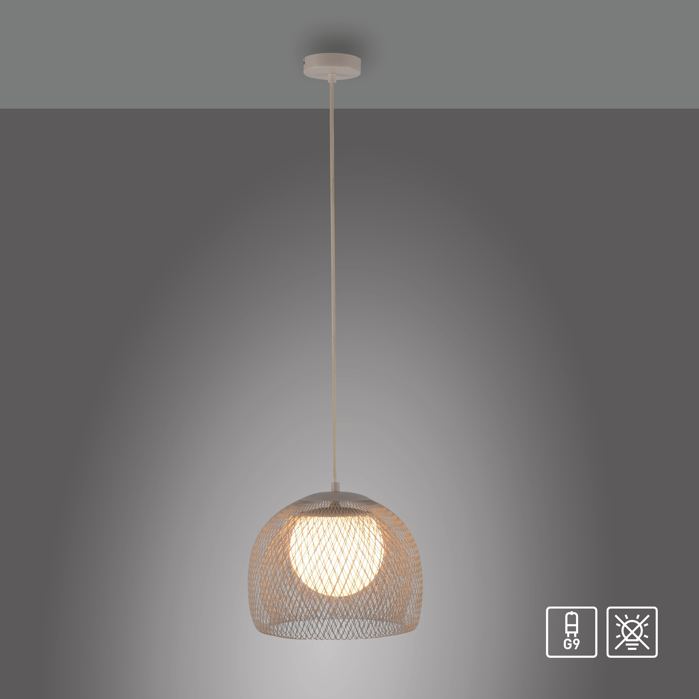 SCHÖNER WOHNEN-Kollektion Pendelleuchte »MESH« G9 1 Stk. Filigranes Design, sanftes Licht & höhenverstellbar in Sandbrise