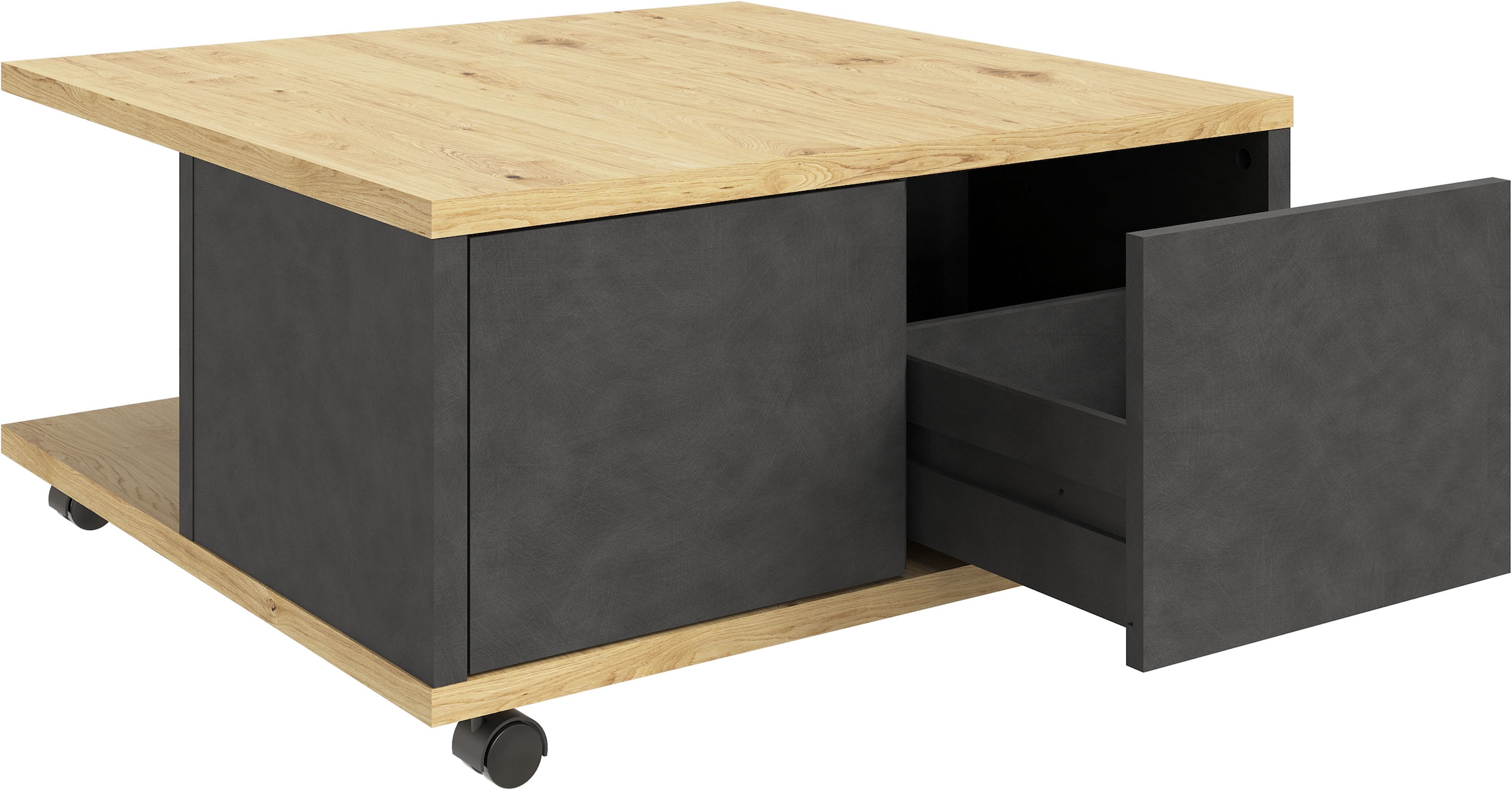 FMD Couchtisch »Twin«, mit Schubladen, bietet Stauraum, mit Rollen, Breite: 70 cm