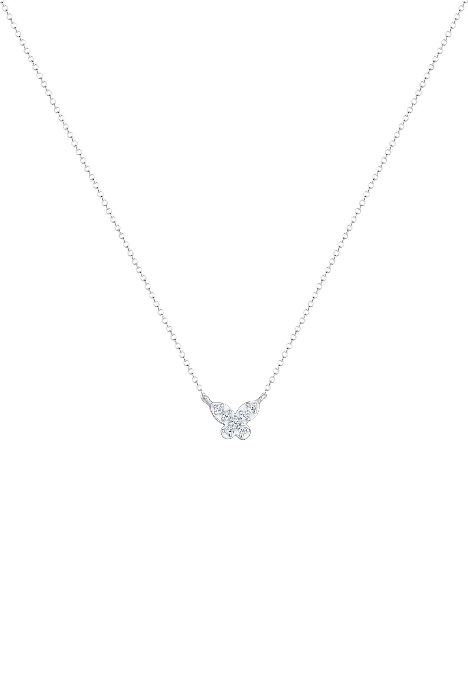 Elli DIAMONDS Silberkette »Halskette Schmetterling Diamanten (0.11 ct) 925 Silber«