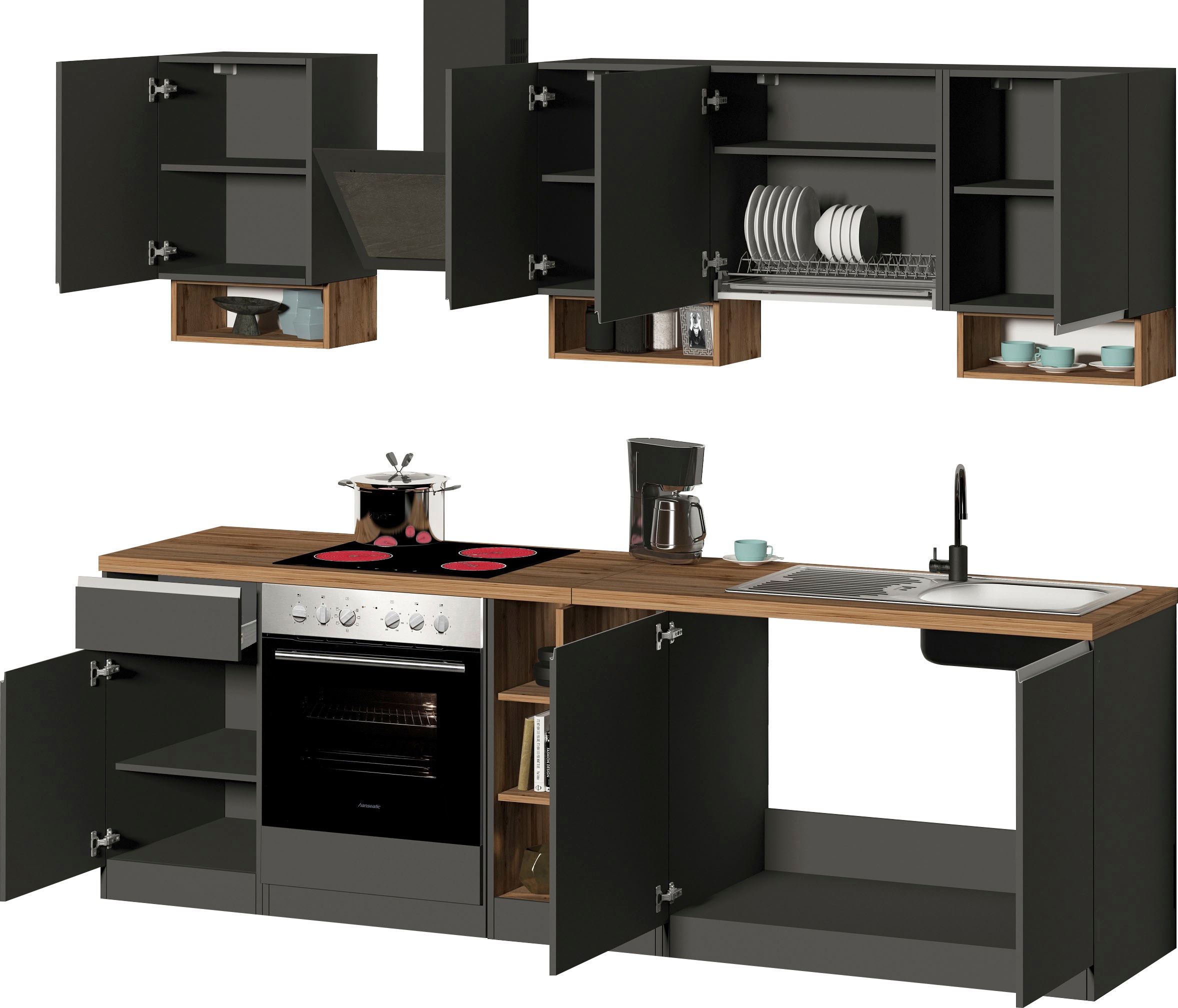 KOCHSTATION Küchenzeile »KS-Sole«, Breite 256 cm, mit Geschirr-Abtropfschrank, ohne E-Geräte