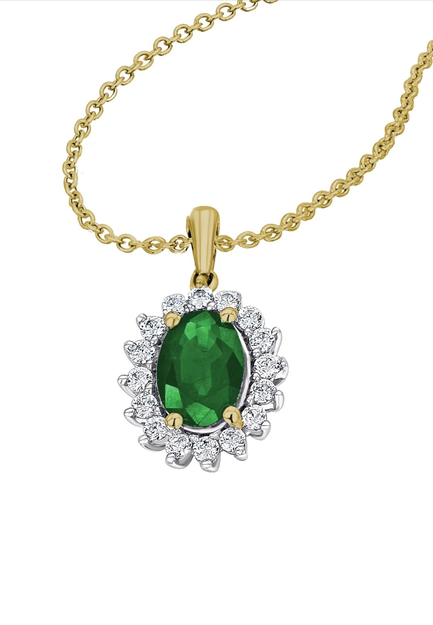 ONE ELEMENT Kettenanhänger »0,25 ct Diamant Brillant Smaragd Anhänger aus 585 Gelbgold«