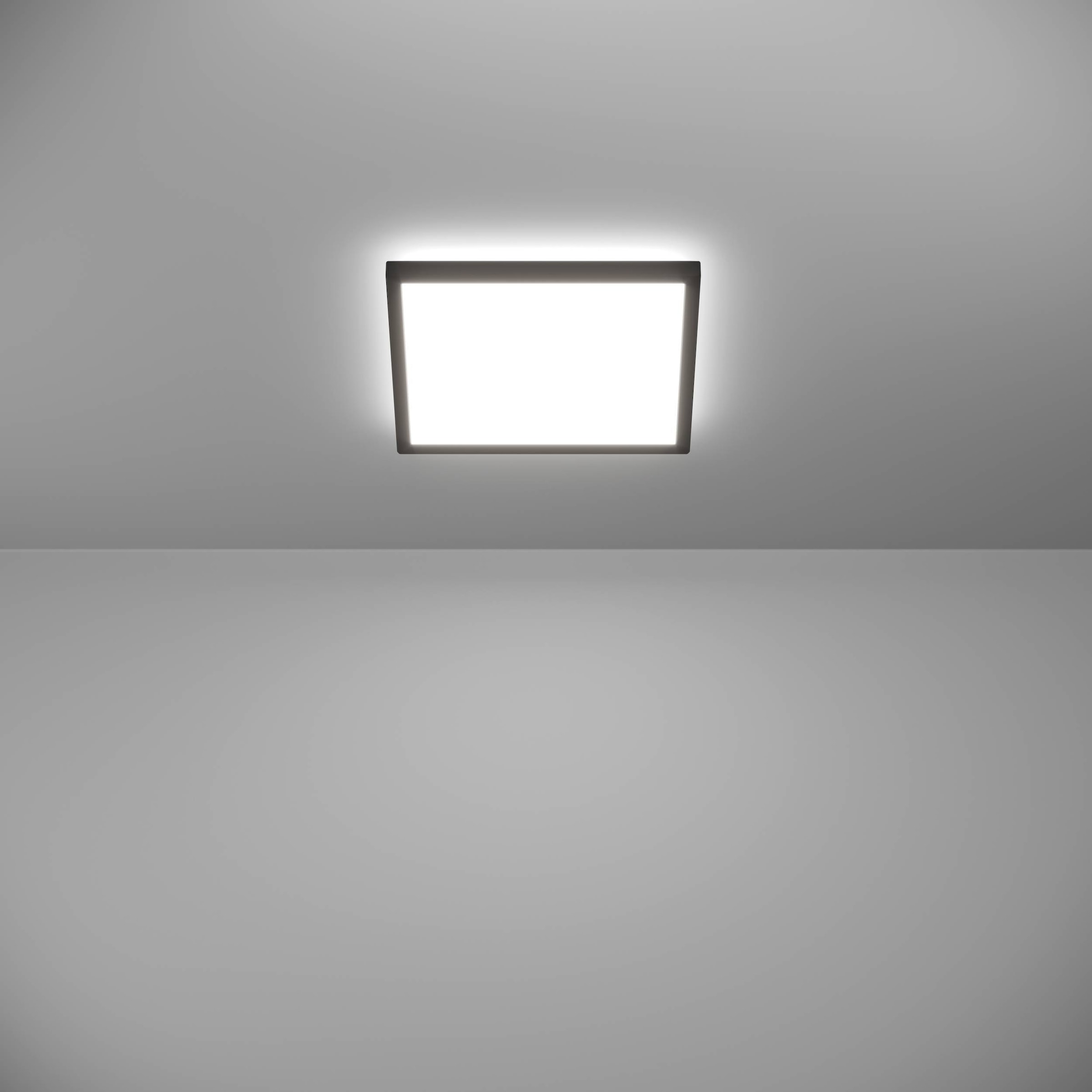 EGLO Deckenleuchte »Rovito Deckenlampe, Deckenbeluchtung, Badlampe Decke, Kunststoff, IP44« LED-Modul 1 Stk. Kaltweiß | Neutralweiß | Warmweiß Wand-/Deckenleuchte - L29 x B29 x H3 cm - schwarz - 13,4W inkl.