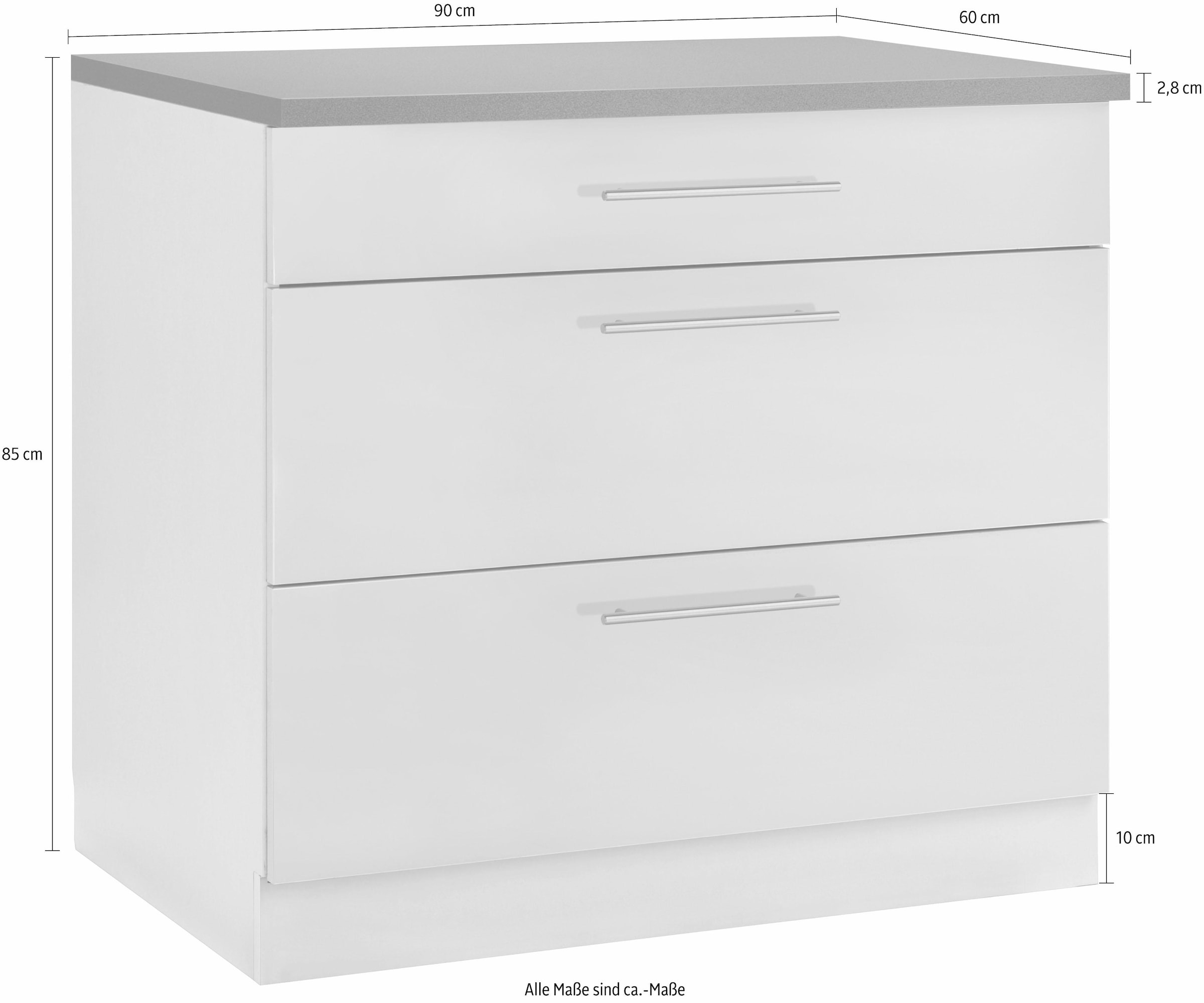 wiho Küchen Unterschrank »Cali, TOPSELLER« 90 cm breit, mit 2 großen Auszügen