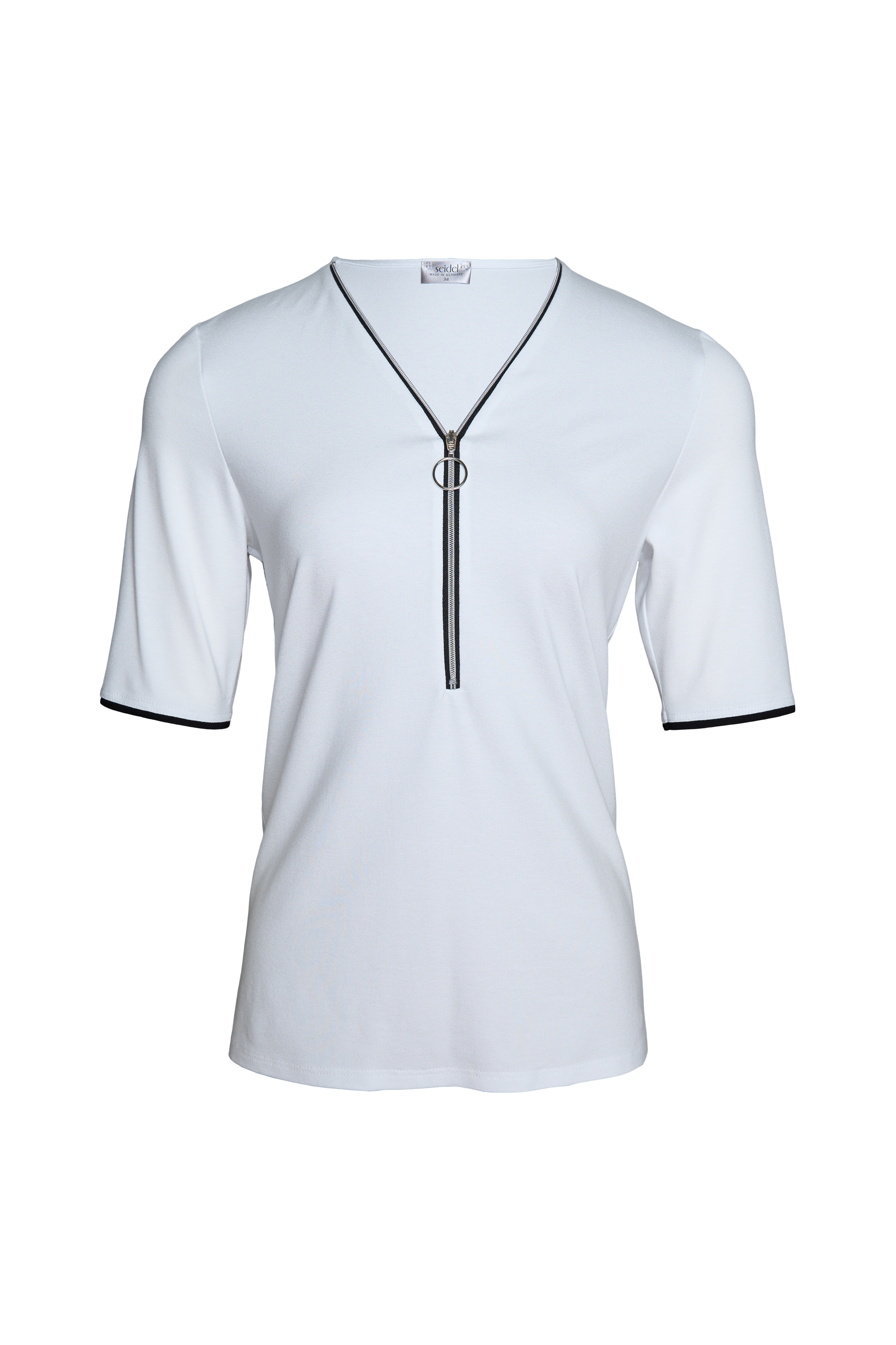 Seidel Moden V-Shirt mit Reißverschluss am Kragen - MADE IN GERMANY