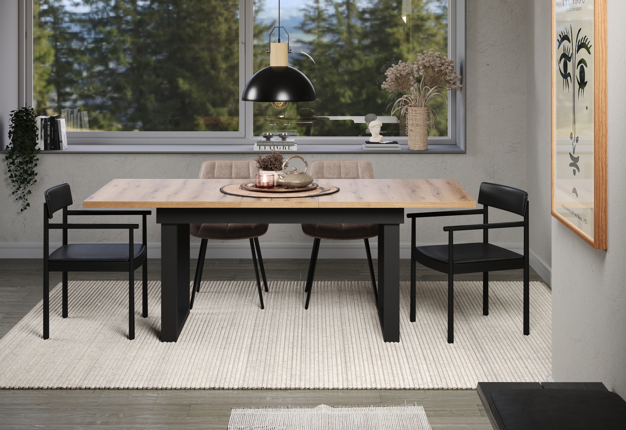 INOSIGN Esstisch »Valencia« 1 Stk. tlg. Synchroauszug; Metallkufen, ausziehbar auf 200 cm