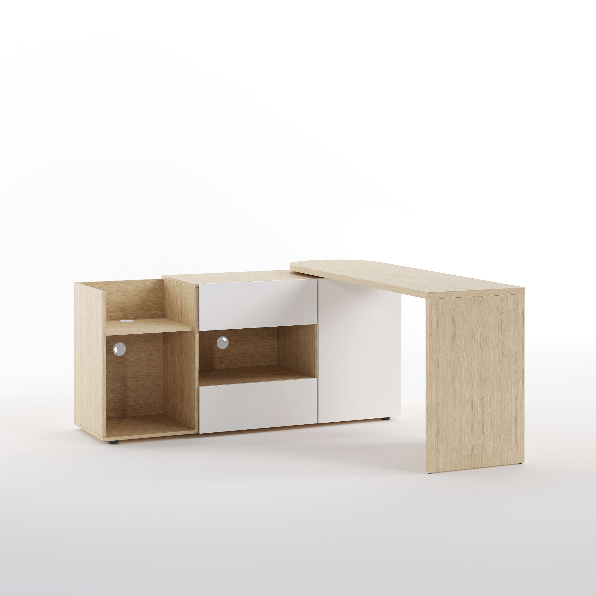 TemaHome Sekretär »ein Sideboard und Schreibtisch, ausziehbar, über Eck,«, mit 2 Schubladen, 1 Tür, offene Fächer, mit Kabeldurchführung