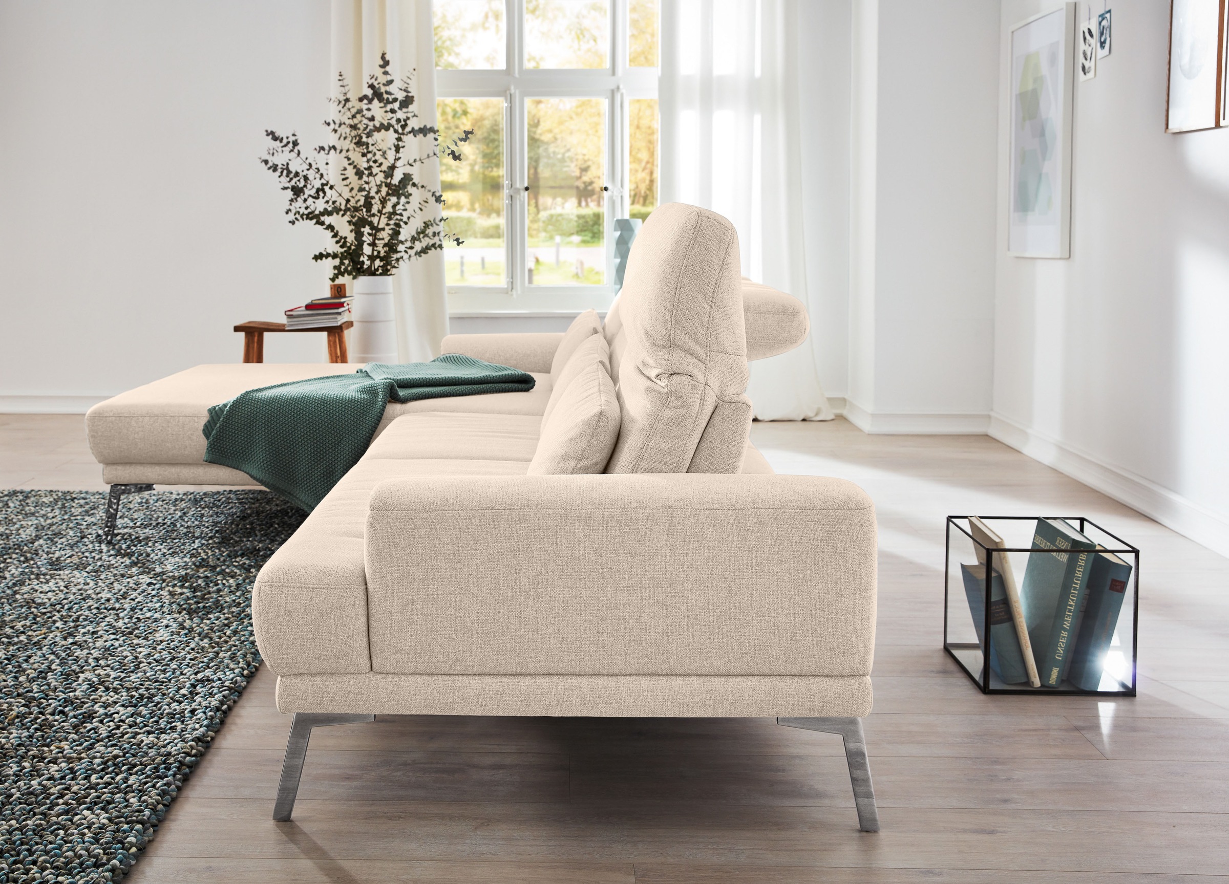 Musterring Ecksofa »MR 4580«, mit Kopf- und Sitztiefenverstellung, Metallfuß chrom, 288 x 193/220cm