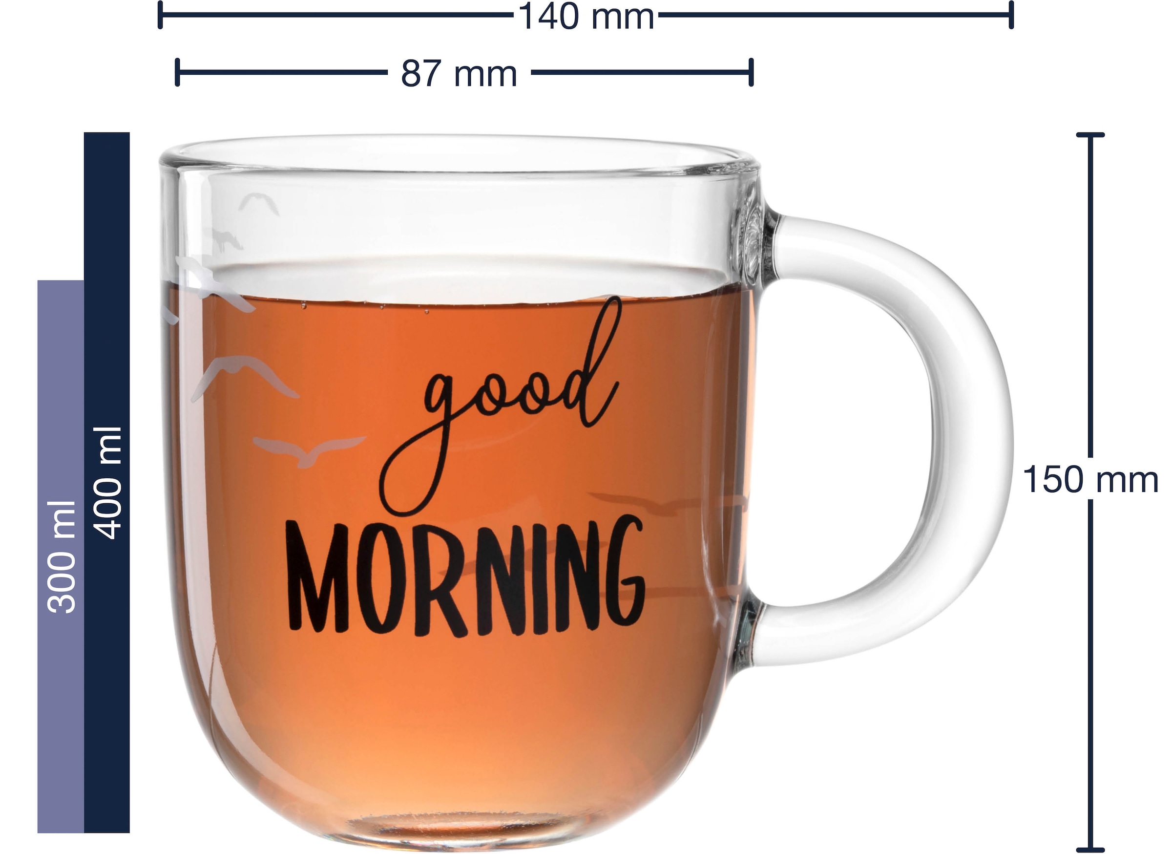 LEONARDO Kaffeeglas-Set »Becher "good MORNING", 4er-Set, UFFICIO«, 400ml, spülmaschinengeeignet