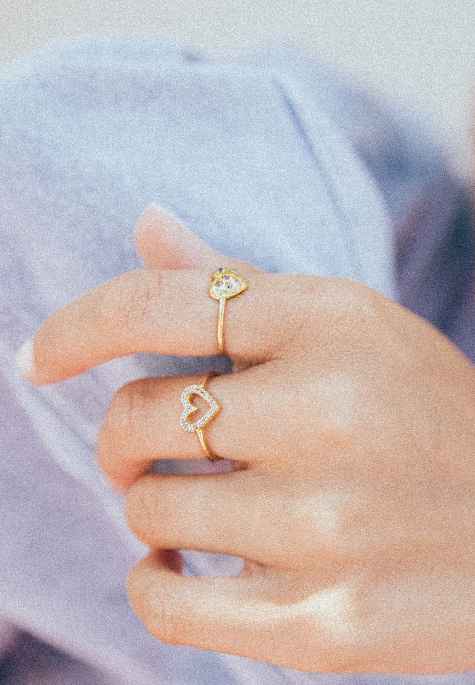 HAZE & GLORY Silberring »Ring Heart Turmalin Saphire Alexandrit 375 Gelbgold«