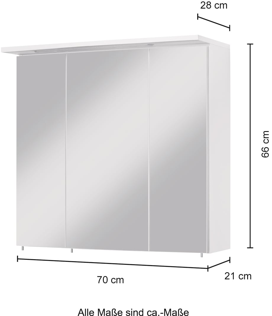 welltime Spiegelschrank »Flex«, Breite 70 cm, mit 3D-Spiegeleffekt