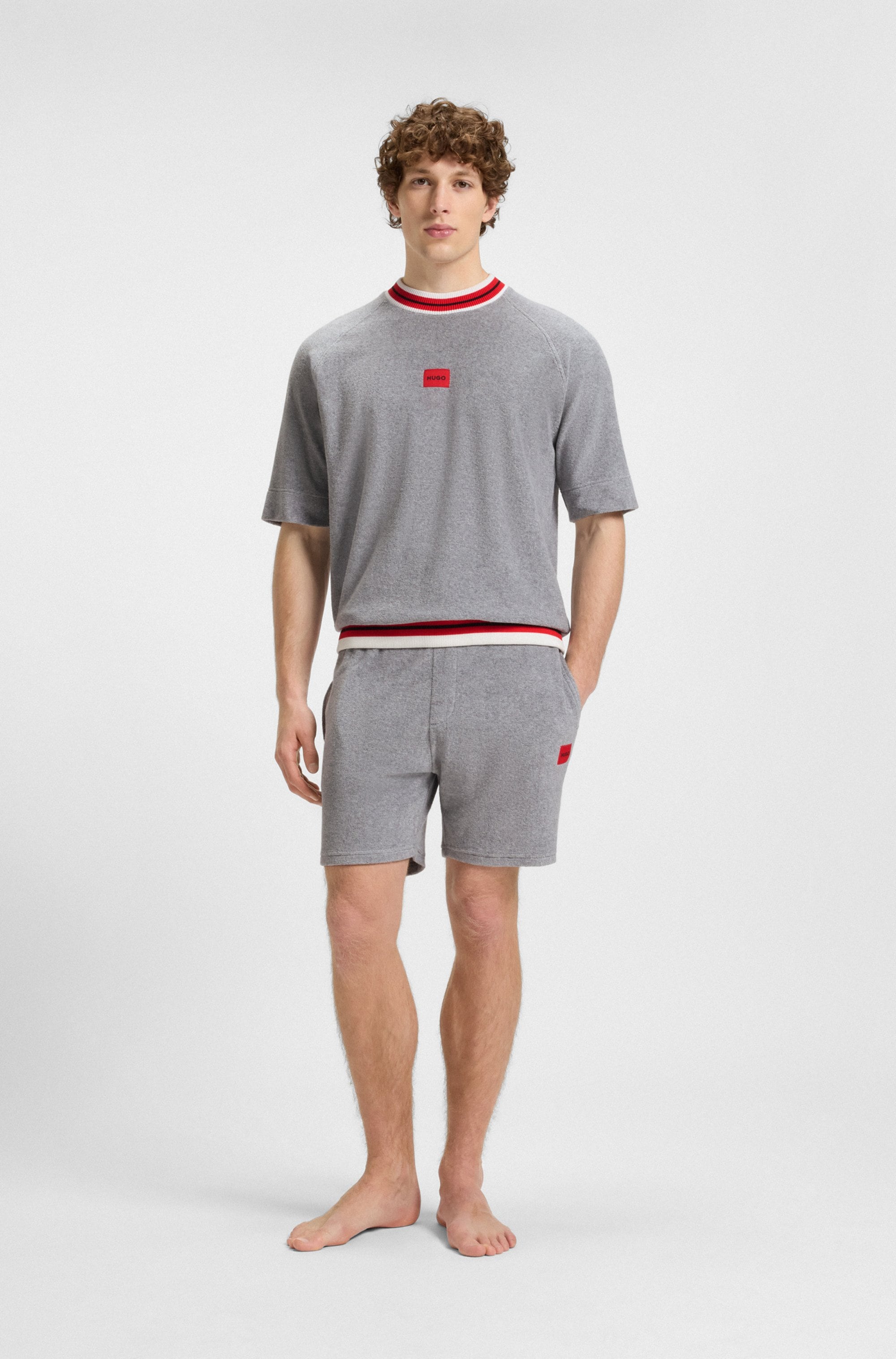 HUGO Underwear Sweatshirt »JAXON«, kontrastfarbene Details, relaxed fit, kurze Ärmel