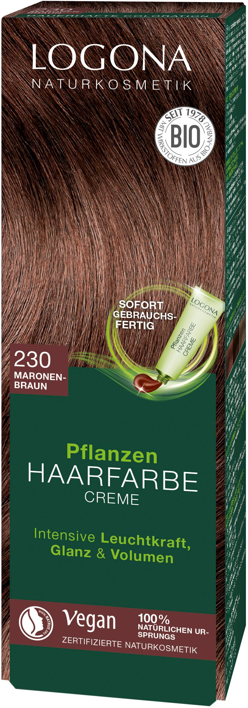 LOGONA Haarfarbe »Logona Pflanzen-Haarfarbe 3 Creme« Jahren XXL mit Garantie