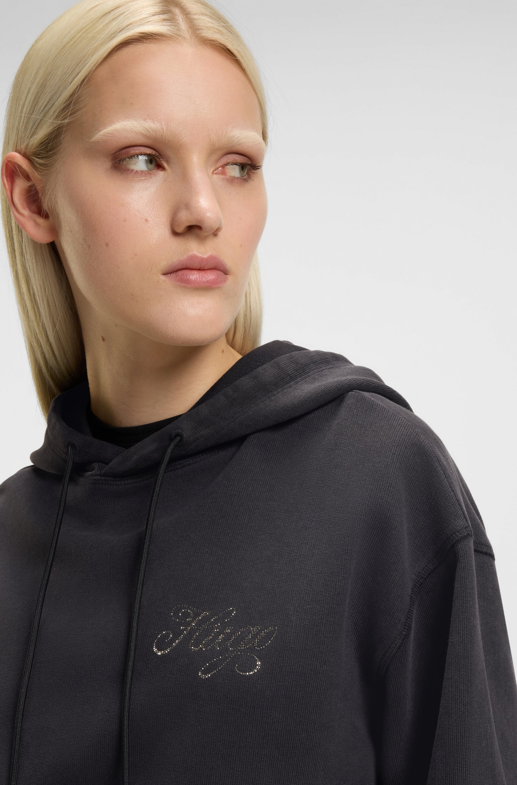 HUGO Blue Hoodie »Dejandra« Oversized Fit, Strassapplikation auf dem Rücken