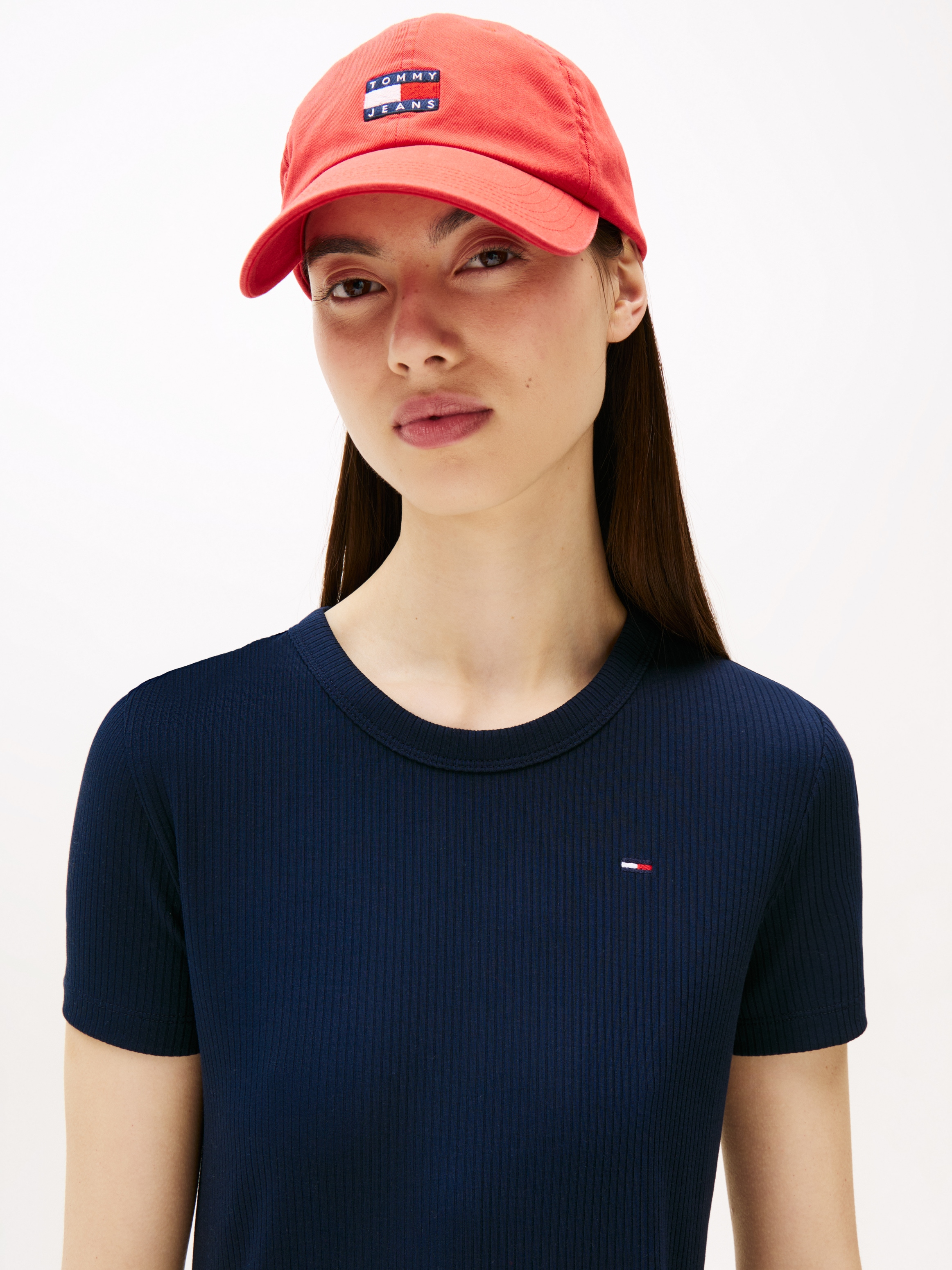 Tommy Jeans Jerseykleid, mit gerippter Struktur, Logostickerei