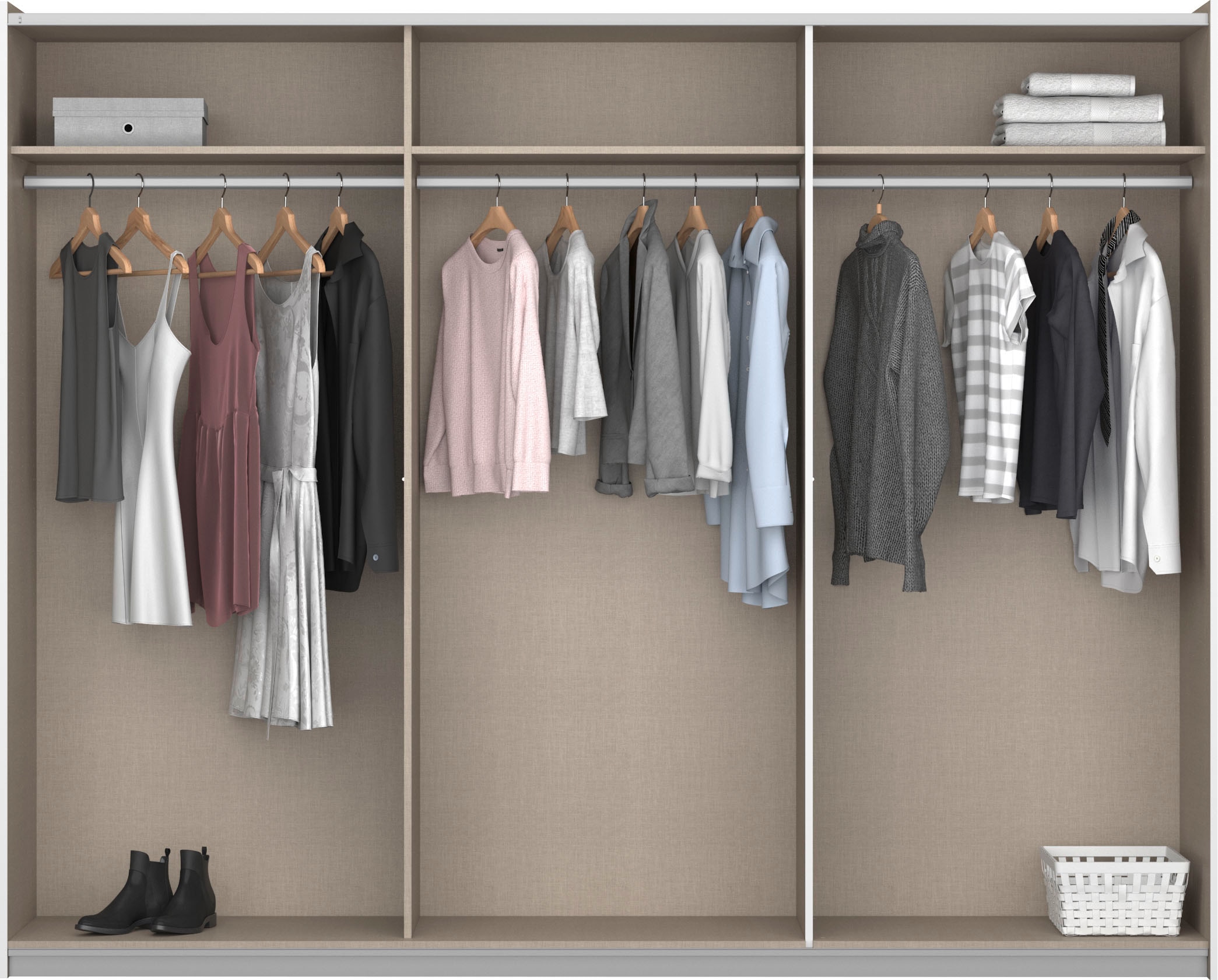 rauch Schwebetürenschrank »AURELIO Kleiderschrank Garderobe TOPSELLER OTTO´s CHOICE«, 3 verschiedene Ausstattungsvarianten Griffe aus Metall MADE IN GERMANY