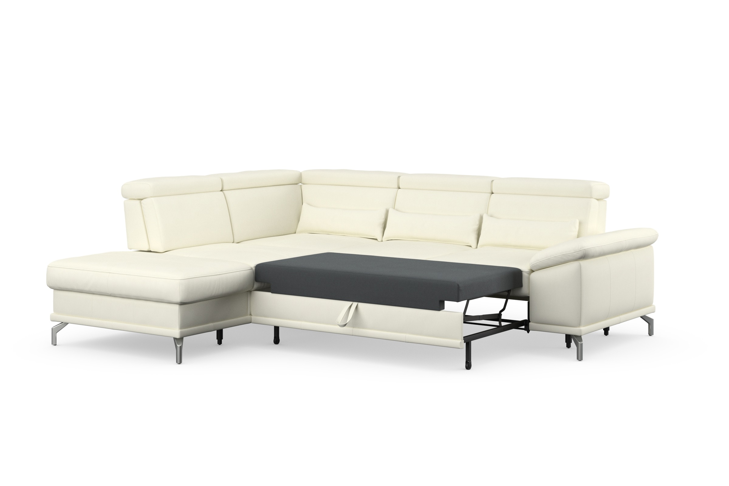 sit&more Ecksofa »Cabrio L-Form, mit Sitztiefenverstellung, Arm- und Kopfteilverstellung«, 3 Nierenkissen, Federkern, optional Bettfunktion und Stauraum